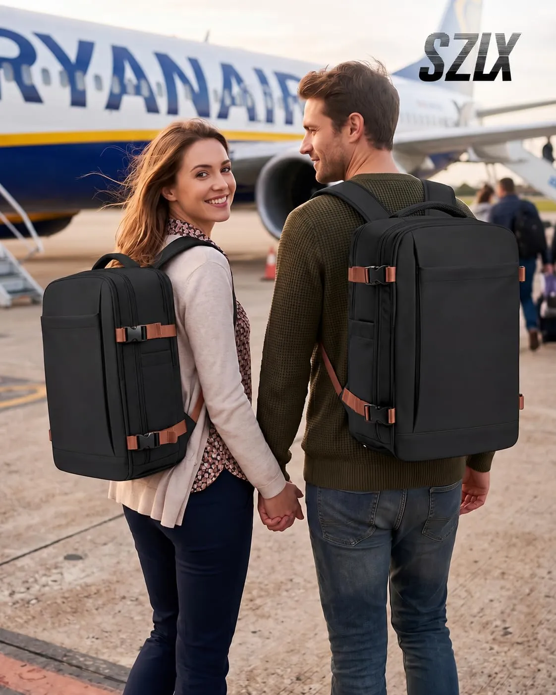 SZLX Zaino da Viaggio Sottovuoto con Pompa 40x30x20 cm per Ryanair Wizzair Vueling, Impermeabile con Scomparto Scarpe e Laptop 14 Pollici - immagine 2