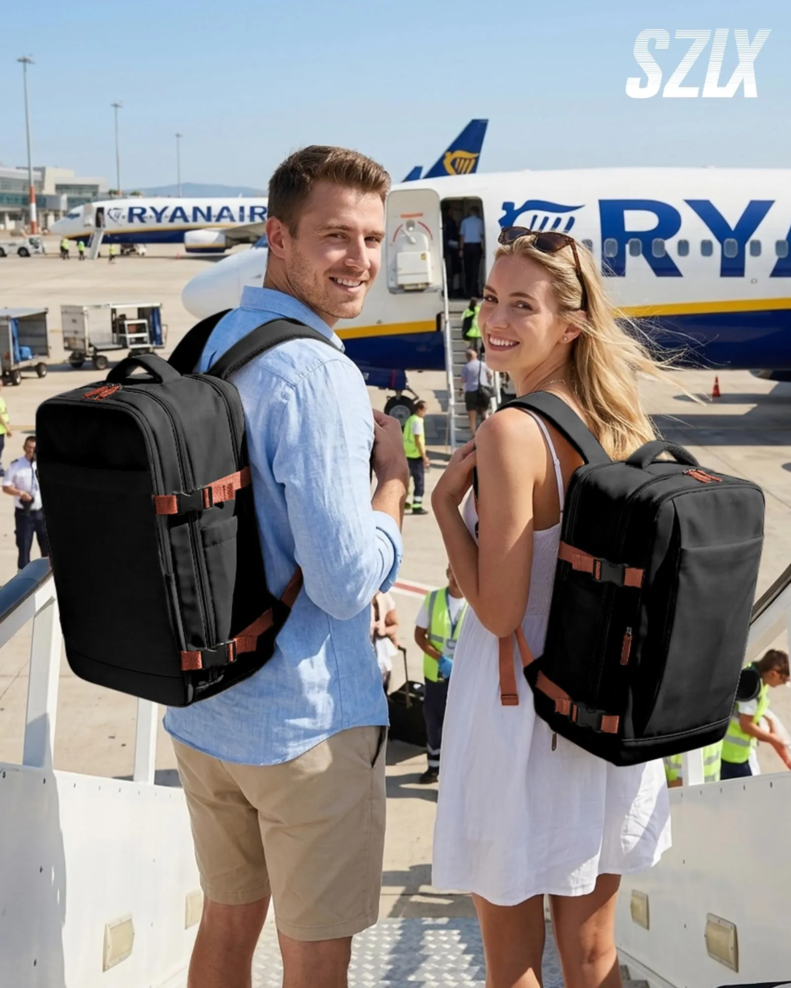 SZLX Zaino da Viaggio Sottovuoto con Pompa 40x30x20 cm per Ryanair Wizzair Vueling, Impermeabile con Scomparto Scarpe e Laptop 14 Pollici - immagine 3
