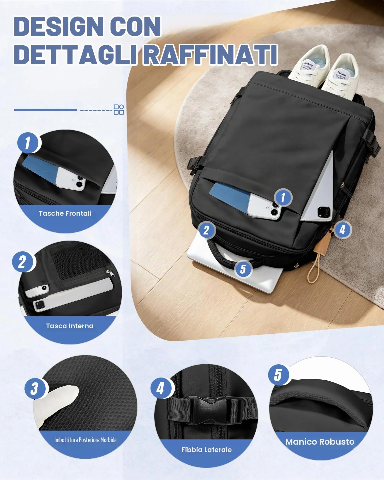 SZLX Zaino da Viaggio 40x30x20 Sottovuoto con Pompa per Ryanair Wizzair Vueling, Bagaglio a Mano Impermeabile con Scomparto Scarpe e Laptop 14 Pollici - immagine 10