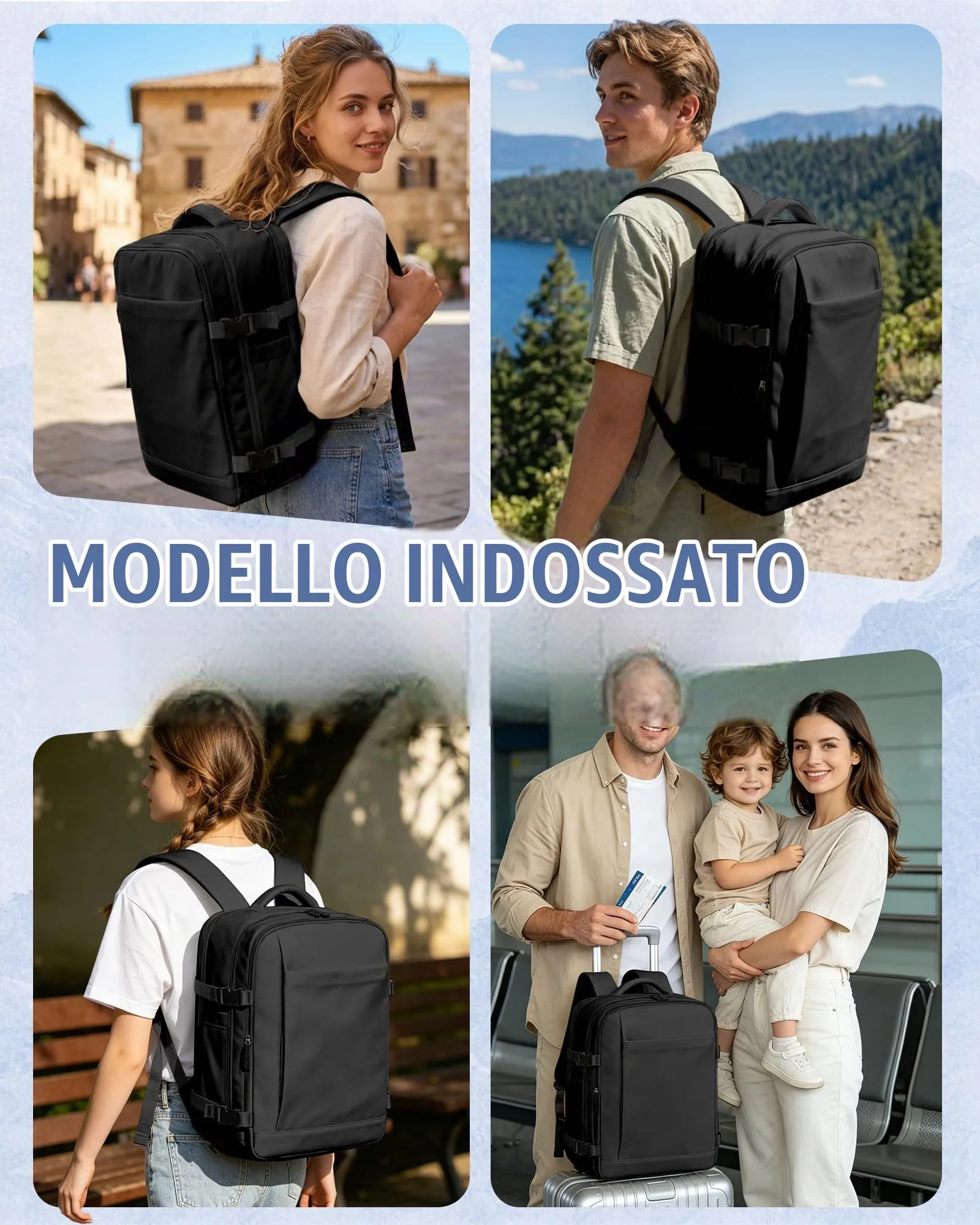 SZLX Zaino da Viaggio 40x30x20 Sottovuoto con Pompa per Ryanair Wizzair Vueling, Bagaglio a Mano Impermeabile con Scomparto Scarpe e Laptop 14 Pollici - immagine 11