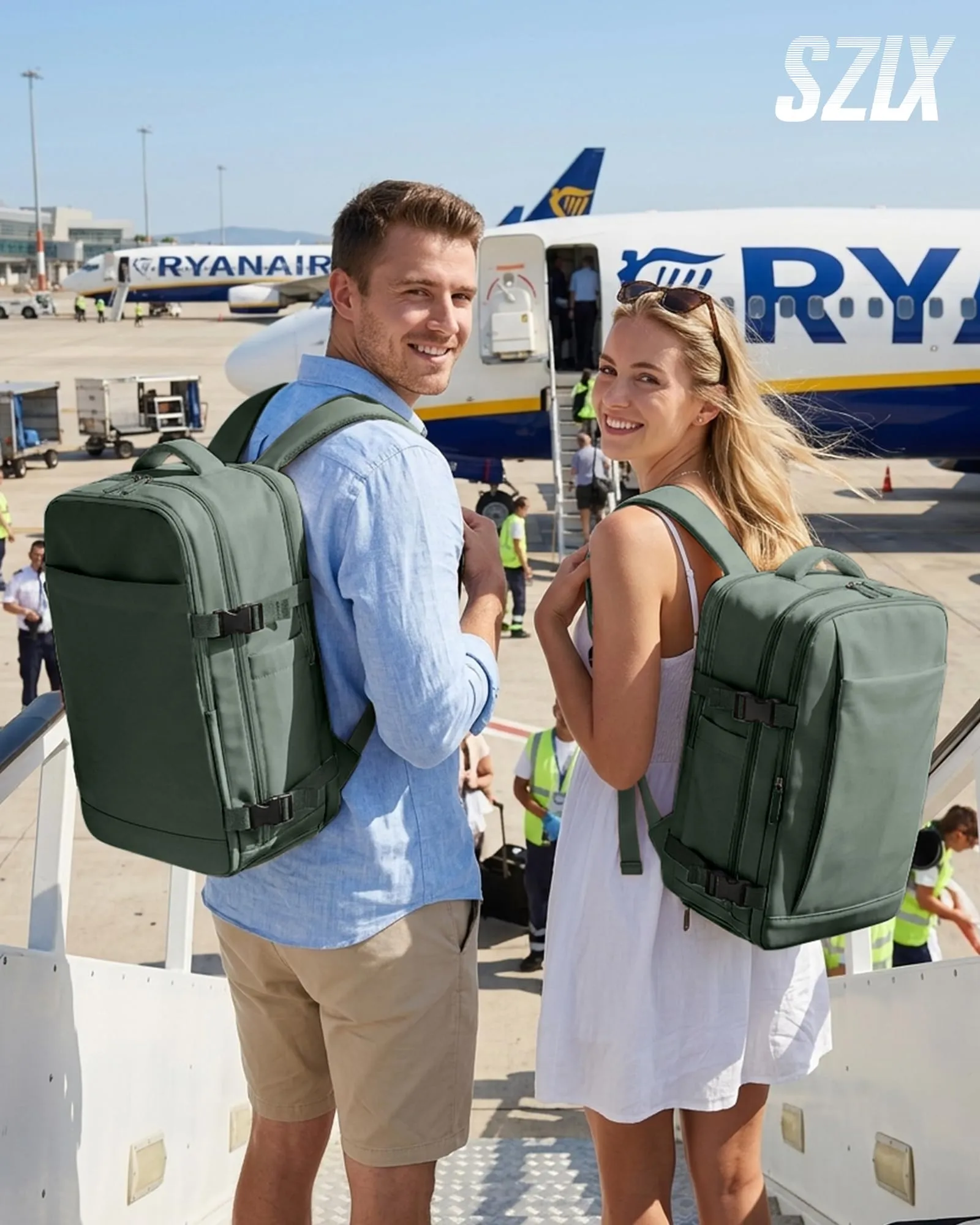 SZLX Zaino da Viaggio Sottovuoto con Pompa 40x30x20cm per Ryanair Wizzair Vueling, Impermeabile con Scomparto Scarpe e Laptop 14 Pollici - immagine 3