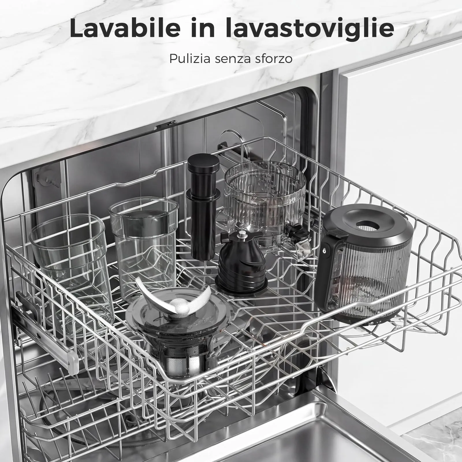 YASHE Estrattore di Succo a Freddo 600W, Bocca Extra Large 152 mm, 3-in-1 per Succo, Sorbet e Latte Vegetale, Funzione Inversa, Senza BPA - immagine 9
