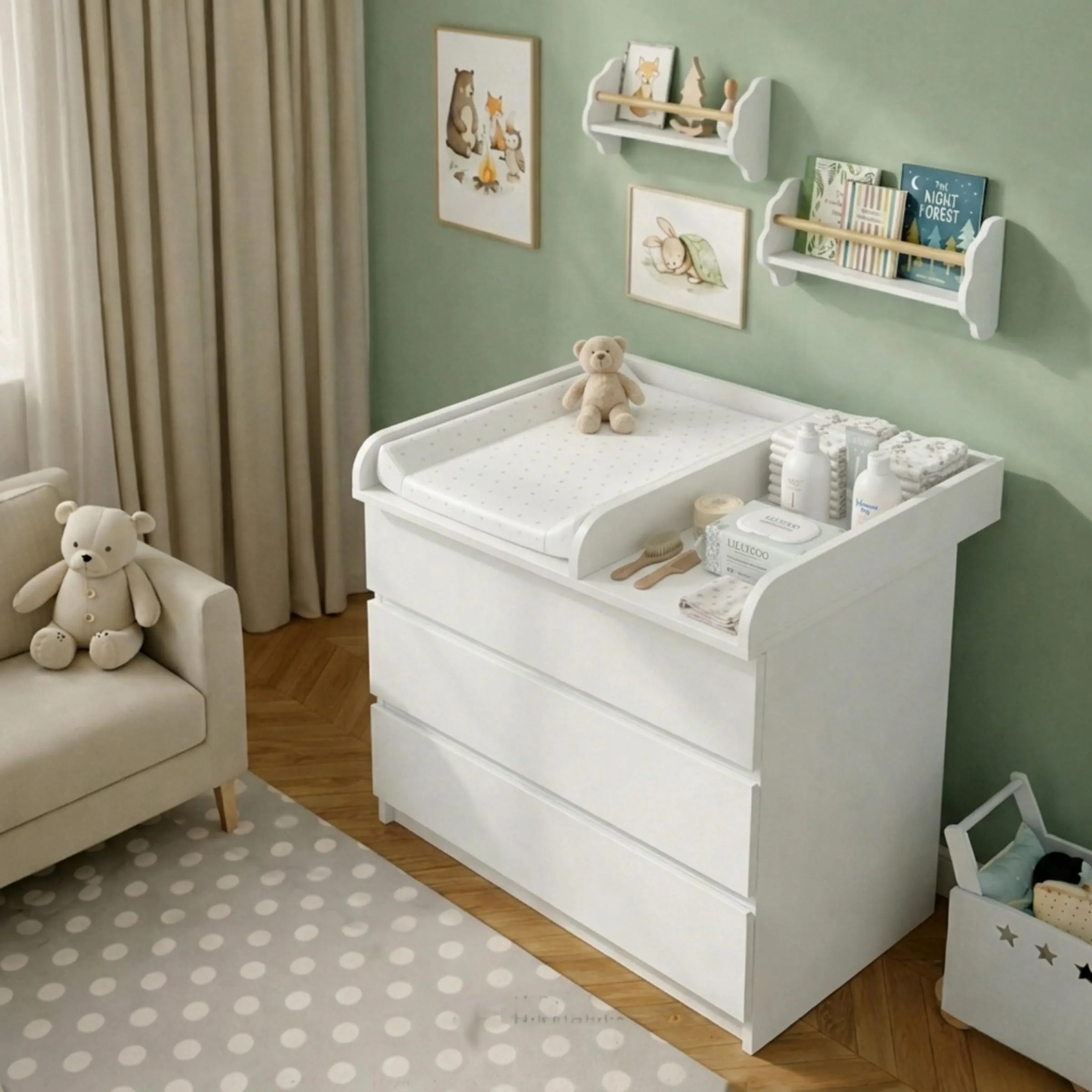 ComfortCove Fasciatoio per Comò con Scomparto Laterale, 80 cm, Bianco - immagine 2