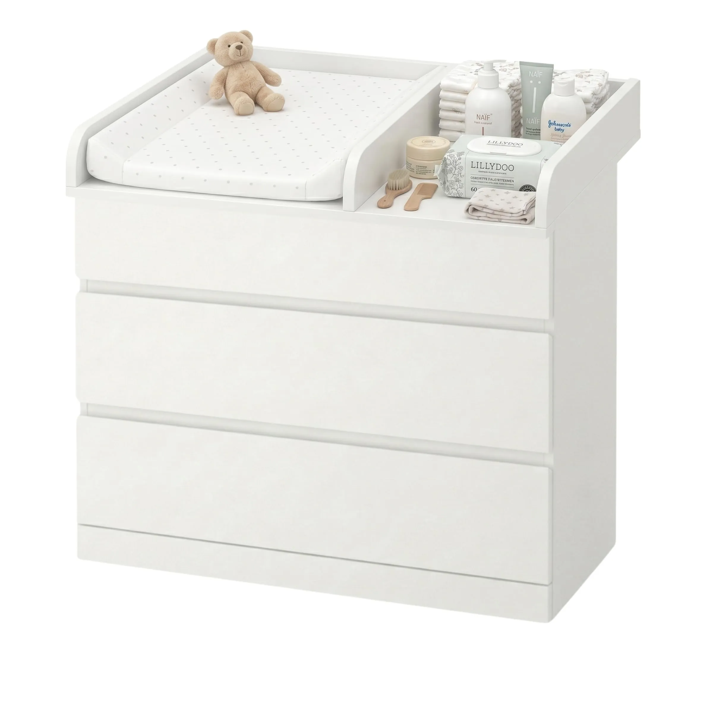 ComfortCove Fasciatoio per Comò con Scomparto Laterale, 80 cm, Bianco - immagine 4