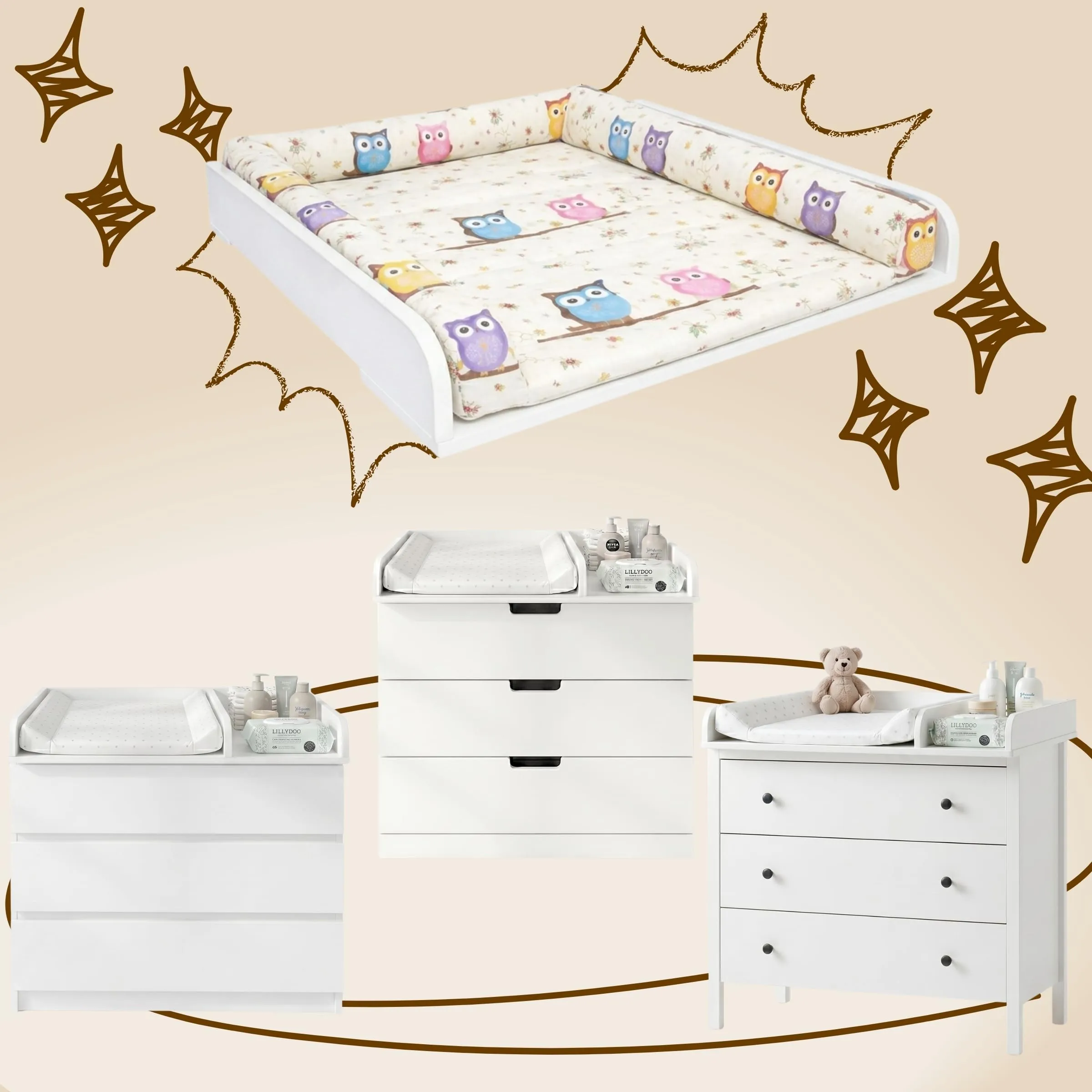 ComfortCove Fasciatoio per Comò con Scomparto Laterale, 80 cm, Bianco - immagine 5