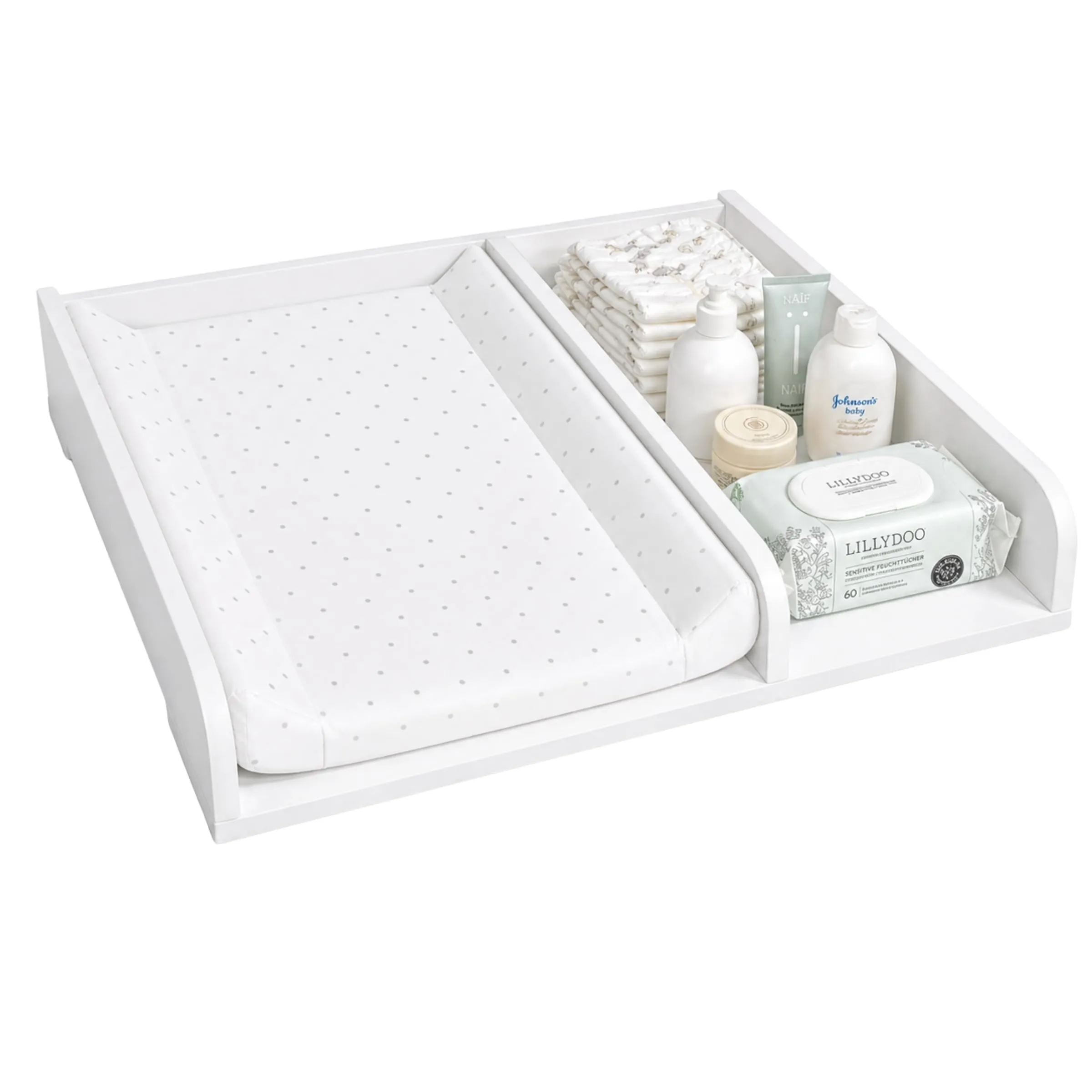 ComfortCove Fasciatoio per Comò con Scomparto Laterale, 80 cm, Bianco - immagine 7