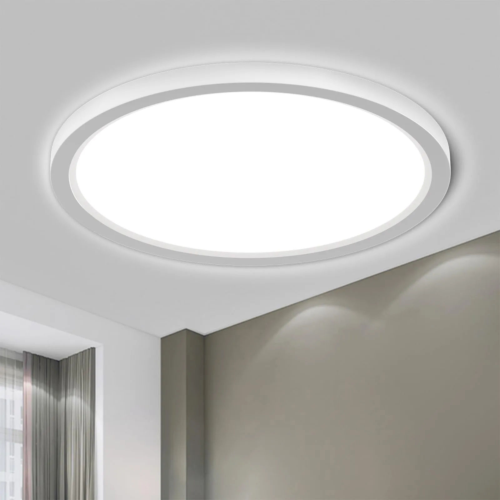 LQWELL Plafoniera LED Rotonda Piatta IP44 Bianca 18W 6000K 1980LM Ø22cm - immagine 1