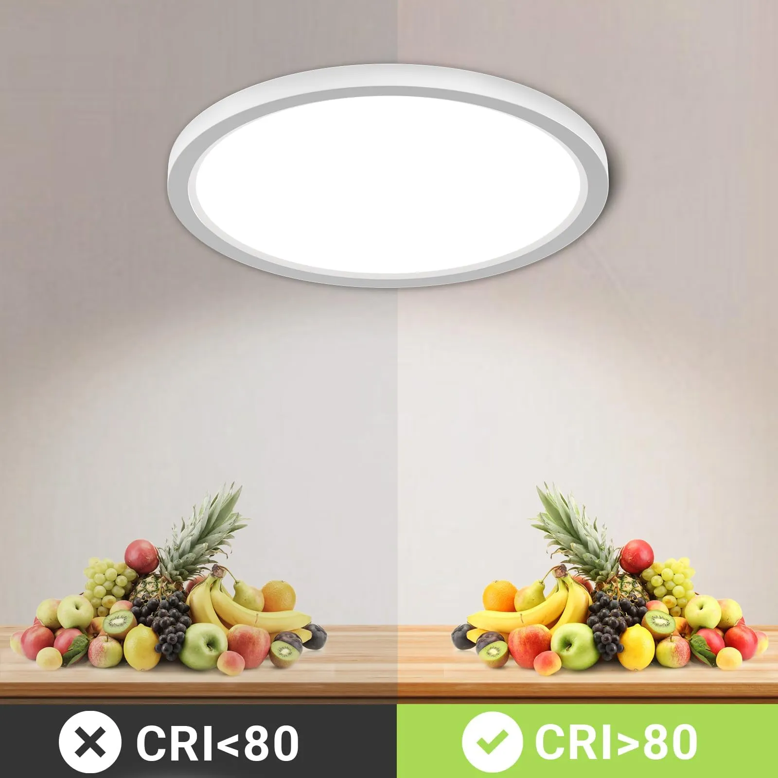 LQWELL Plafoniera LED Rotonda Piatta IP44 Bianca 18W 6000K 1980LM Ø22cm - immagine 4