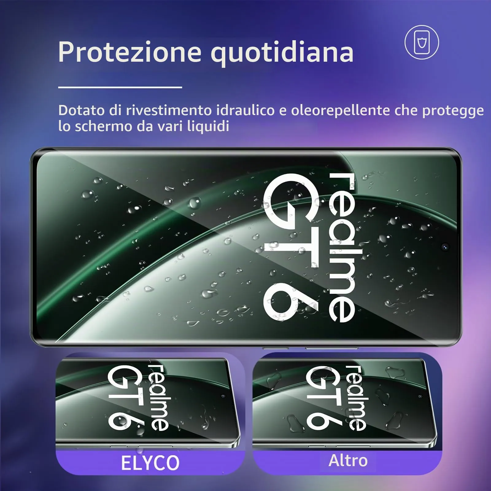 ELYCO Vetro Temperato per Realme GT 6/GT 6T, 2+2 Pezzi - immagine 2