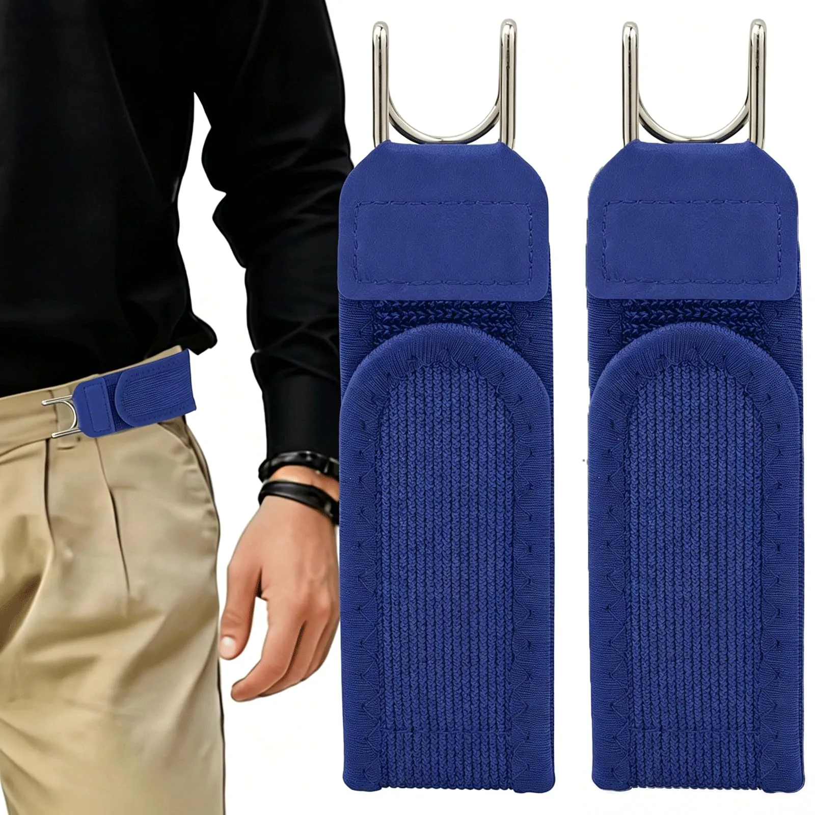 Dreaku Cintura Elastica Tattica senza Fibbia per Uomo e Donna, Blu, 2 Pezzi - immagine 1