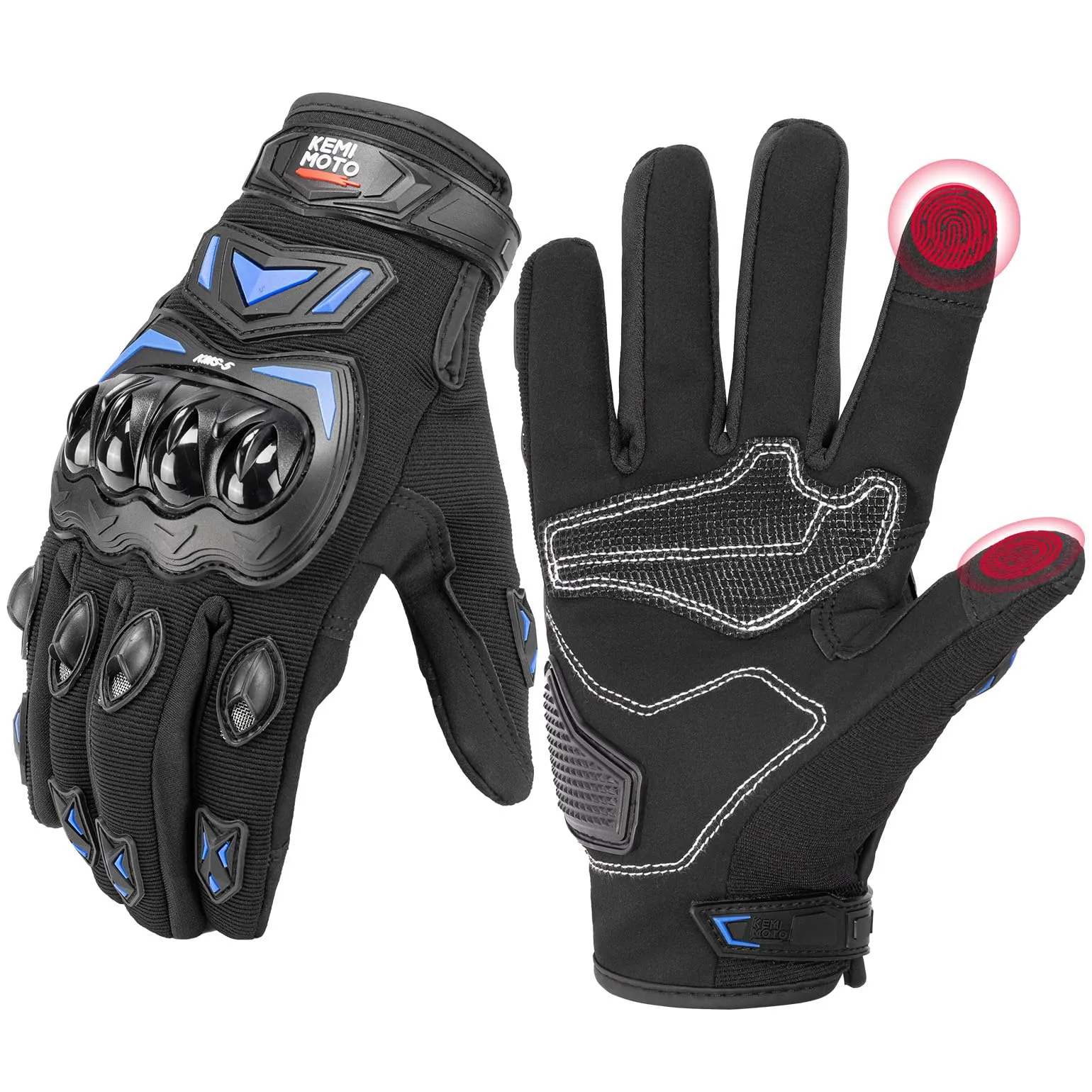 KEMIMOTO Guanti Moto Estivi Touchscreen con Paranocche Rigide, Blu, XXL - immagine 1