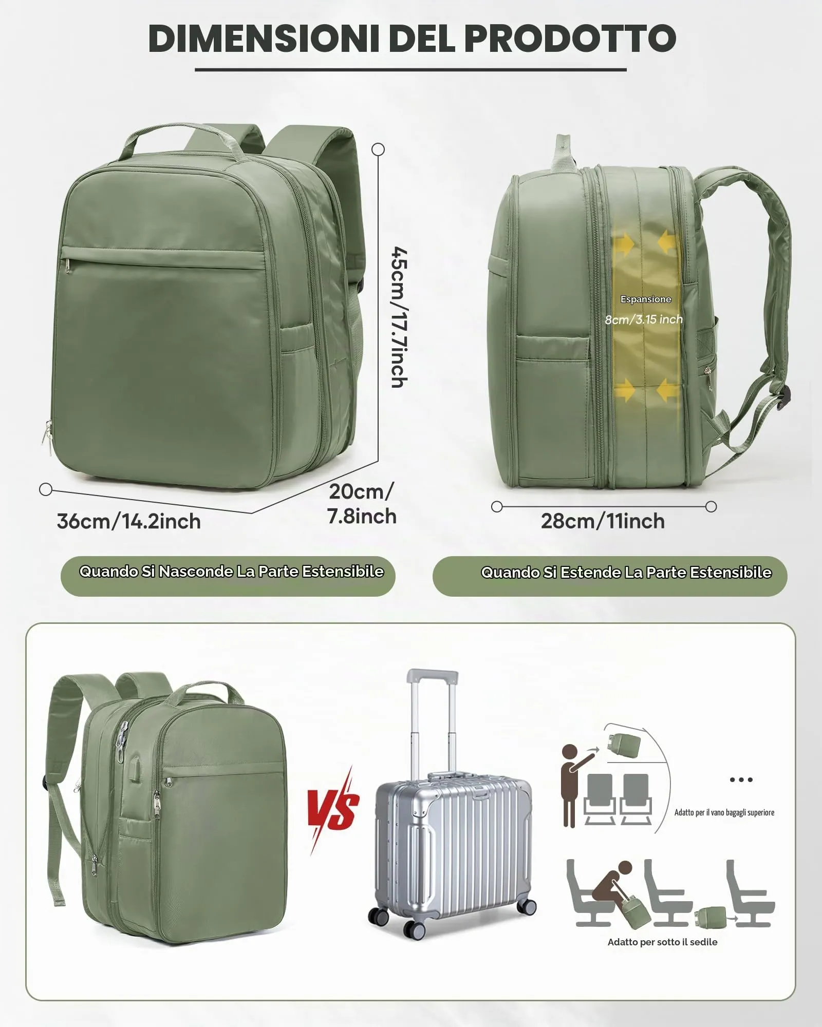 SZLX Zaino da Viaggio Sottovuoto con Pompa, Bagaglio a Mano per Ryanair, Wizzair, Easyjet (45x36x20cm), Impermeabile per Laptop 14 Pollici - immagine 5