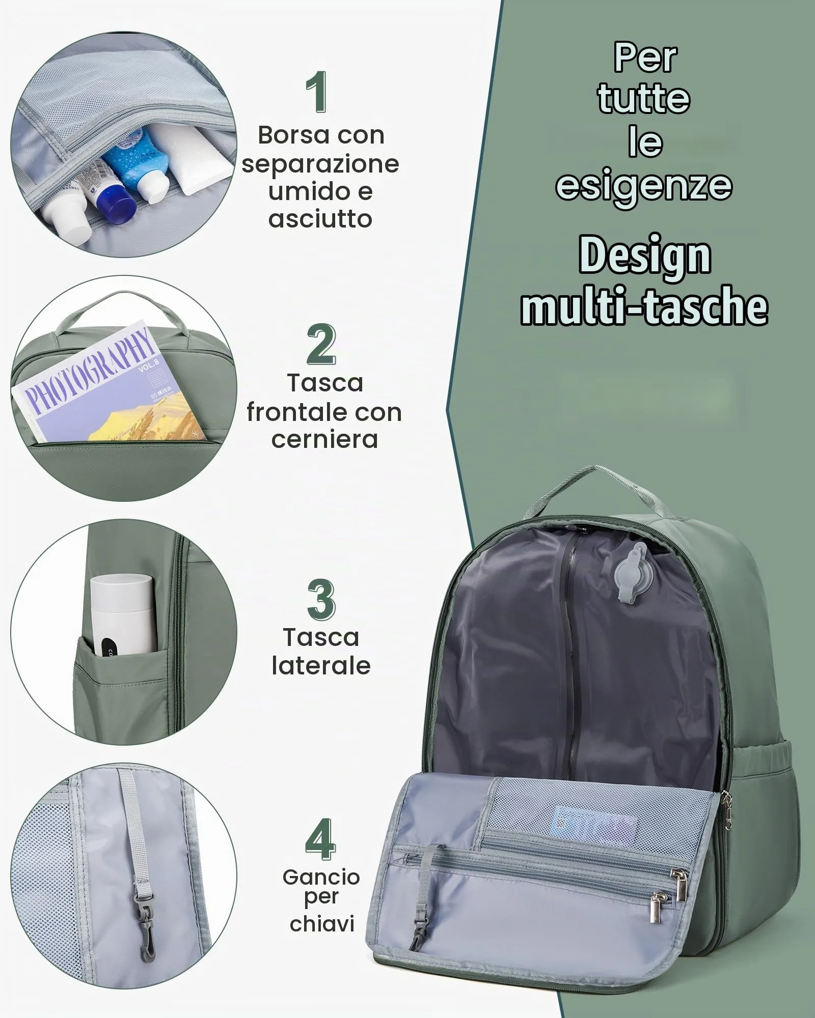 SZLX Zaino da Viaggio Sottovuoto con Pompa, Bagaglio a Mano 45x36x20cm per Ryanair Wizzair Easyjet, Impermeabile con Scomparto Laptop 14 Pollici - immagine 7