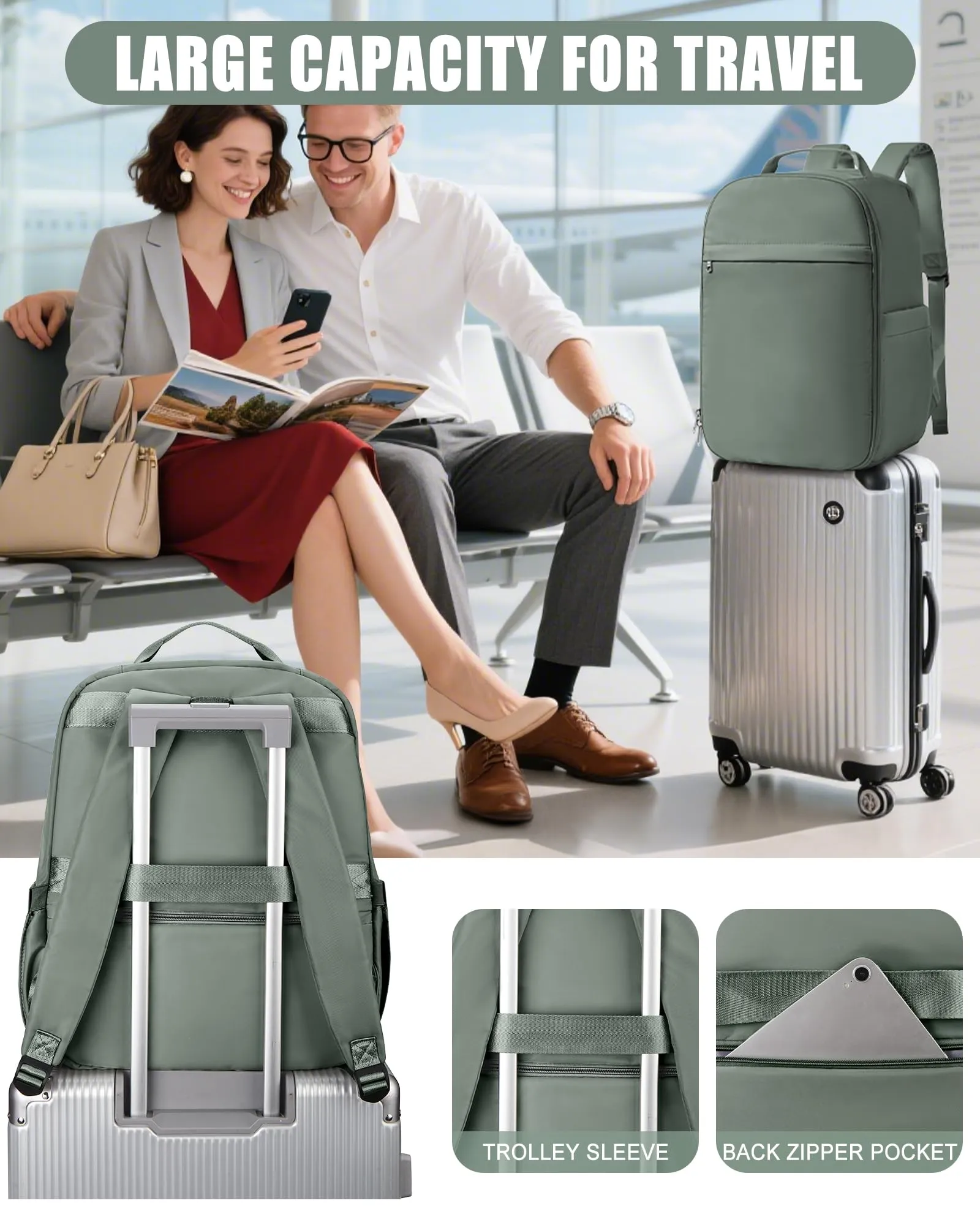 SZLX Zaino da Viaggio Sottovuoto con Pompa, Bagaglio a Mano 45x36x20cm per Ryanair Wizzair Easyjet, Impermeabile con Scomparto Laptop 14 Pollici - immagine 8