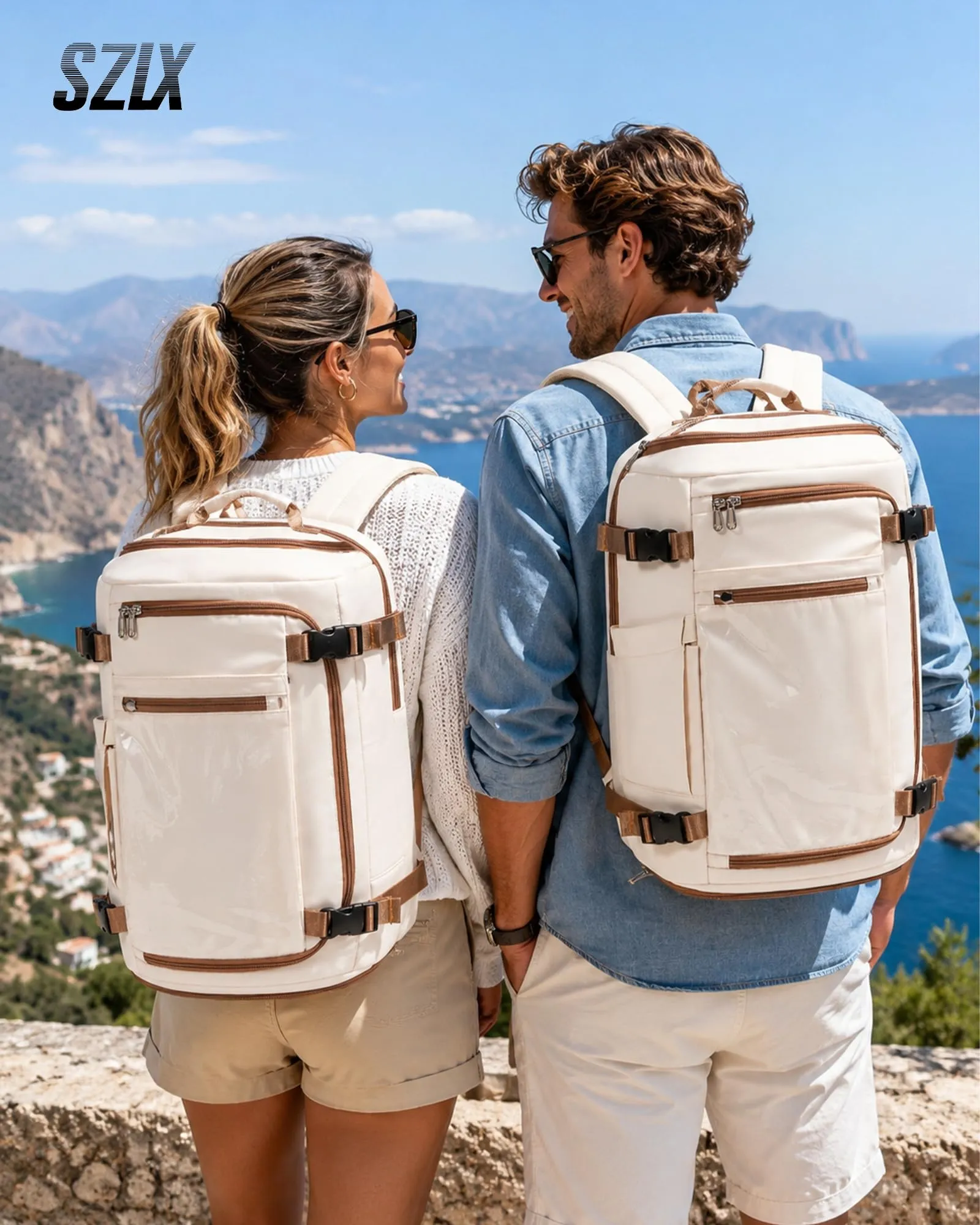 SZLX Zaino da Viaggio Sottovuoto con Pompa 40x30x20 per Ryanair, Wizzair, Easyjet, Impermeabile per Laptop 14 Pollici - immagine 2