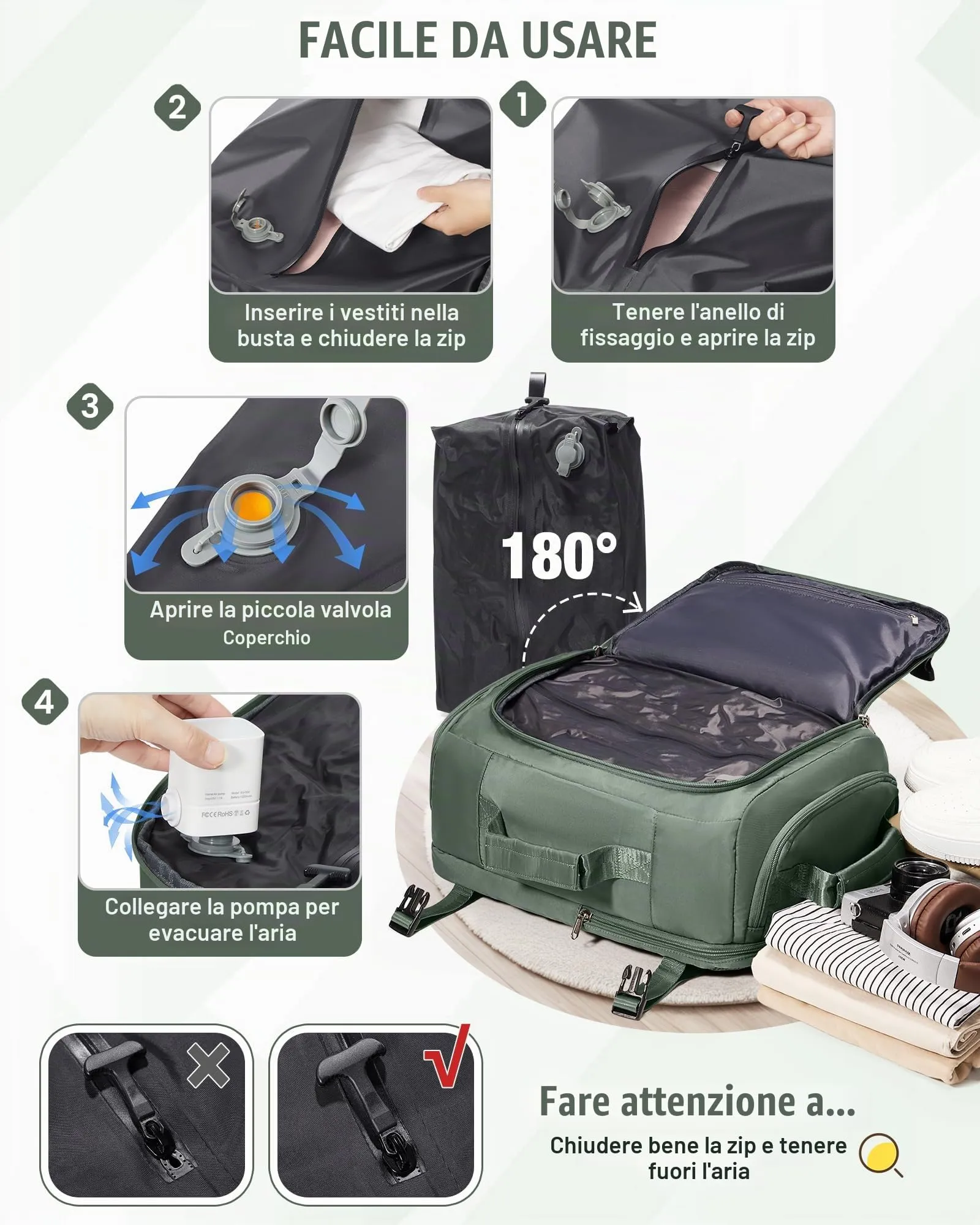 SZLX Zaino da Viaggio Sottovuoto con Pompa 40x30x20 per Ryanair Wizzair Easyjet, Impermeabile per Laptop 14 Pollici - immagine 8