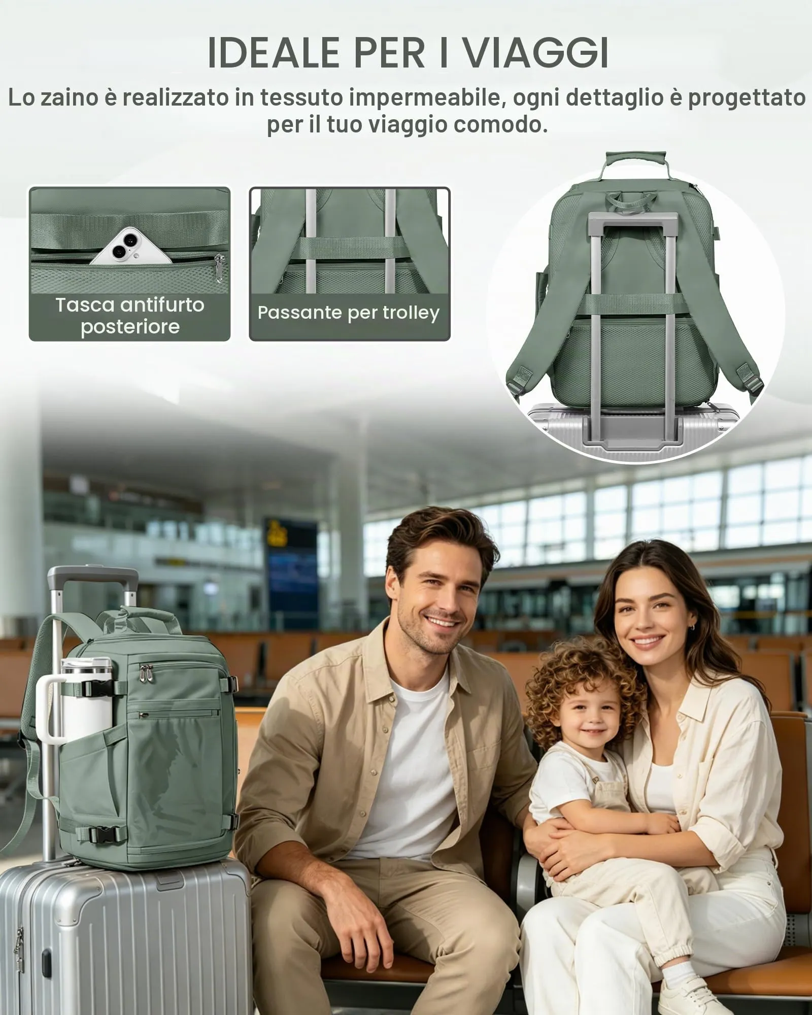 SZLX Zaino da Viaggio Sottovuoto con Pompa 40x30x20 per Ryanair Wizzair Easyjet, Impermeabile per Laptop 14 Pollici - immagine 11