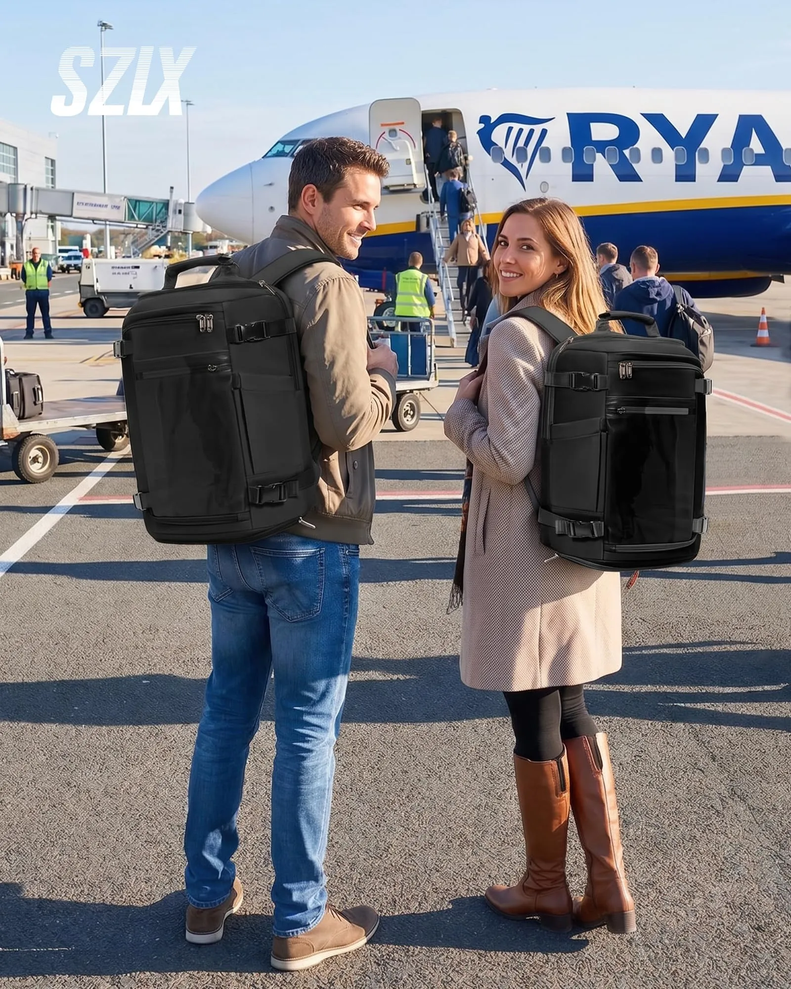 SZLX Zaino da Viaggio Sottovuoto con Pompa 40x30x20 per Ryanair, Wizzair, Easyjet, Impermeabile per Laptop 14 Pollici - immagine 3