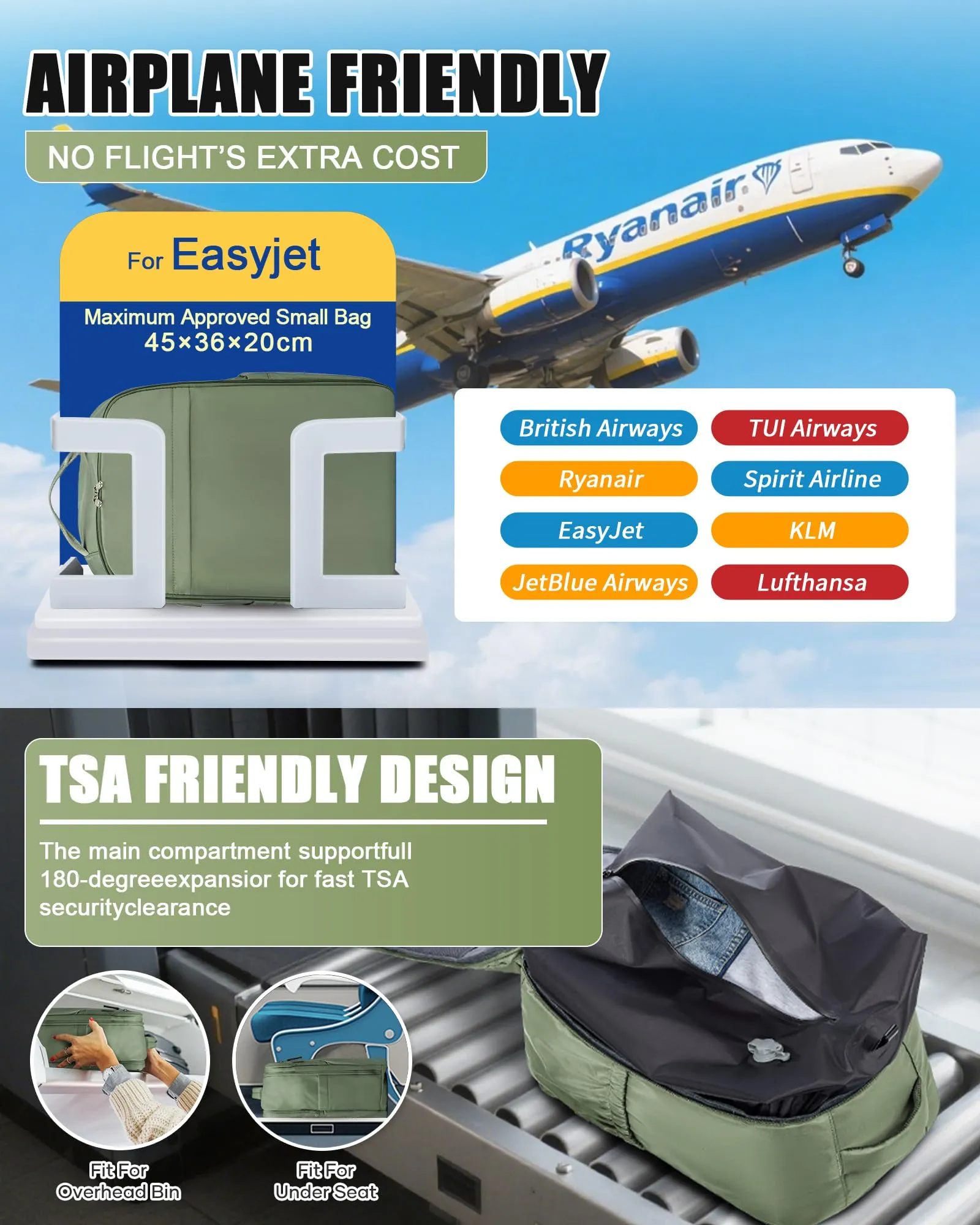 SZLX Zaino da Viaggio Sottovuoto con Pompa, Bagaglio a Mano per Ryanair, Wizzair ed Easyjet, 45x36x20cm, Impermeabile per Laptop 14 Pollici - immagine 2