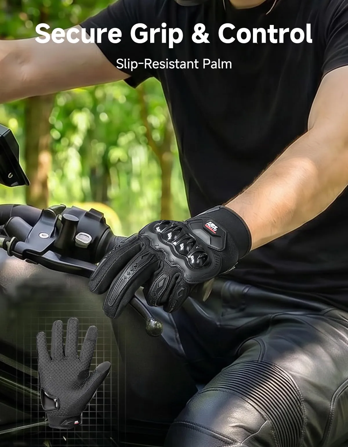 KEMIMOTO Guanti Moto Estivi Touchscreen con Protezioni, Nero, XL+ BREIT - immagine 3