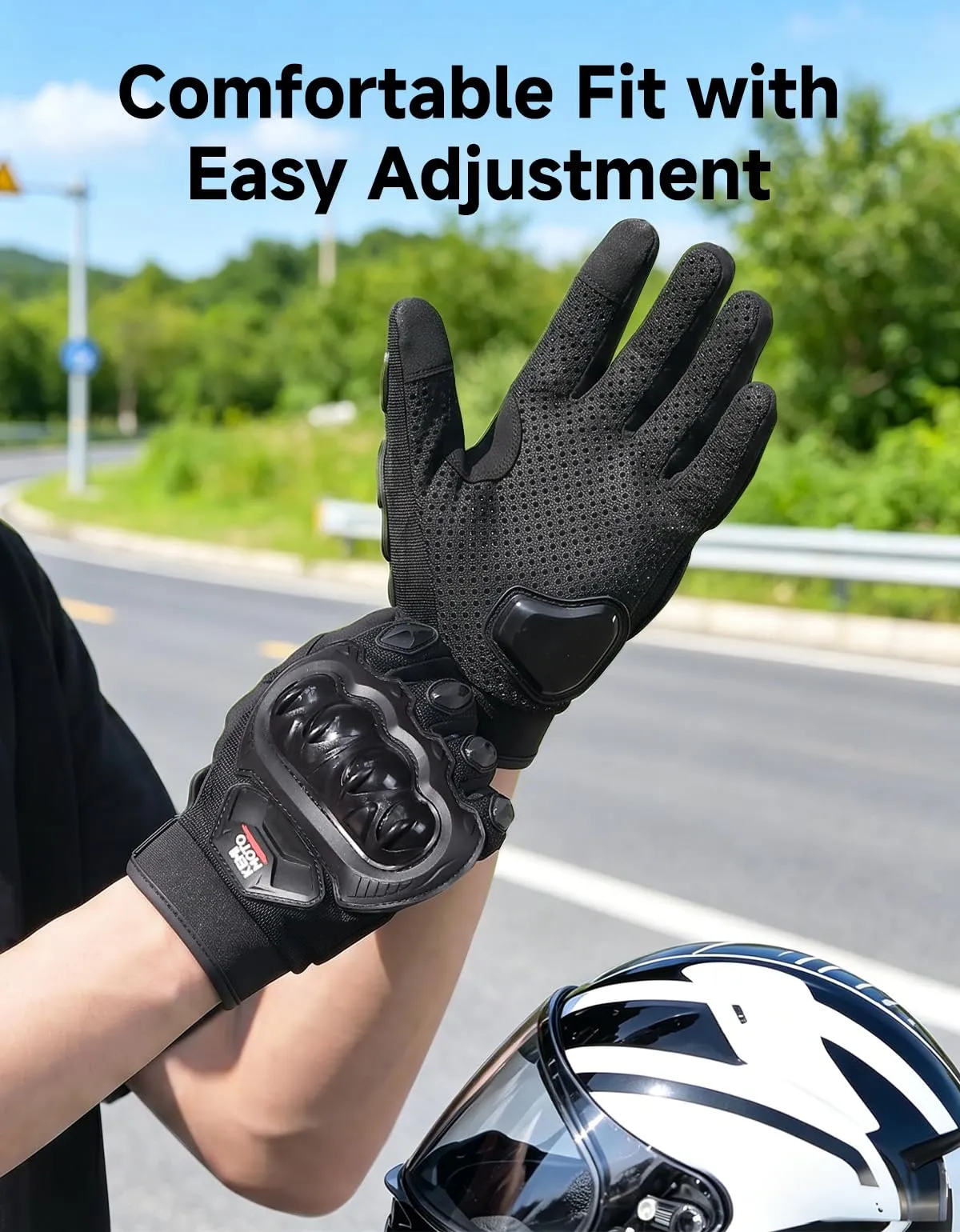 KEMIMOTO Guanti Moto Estivi Touchscreen con Protezioni, Nero, XL+ BREIT - immagine 5