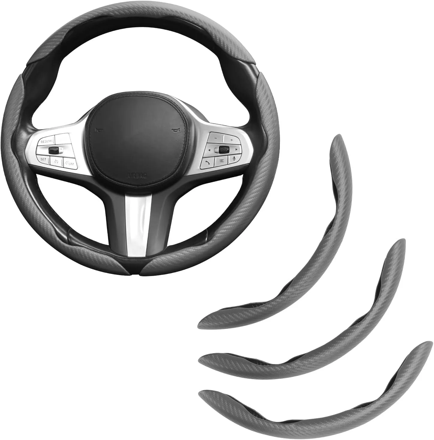 Einesin Coprivolante in Fibra di Carbonio Universale, Design Segmentato a Farfalla (Grigio, 3 pezzi) - immagine 1