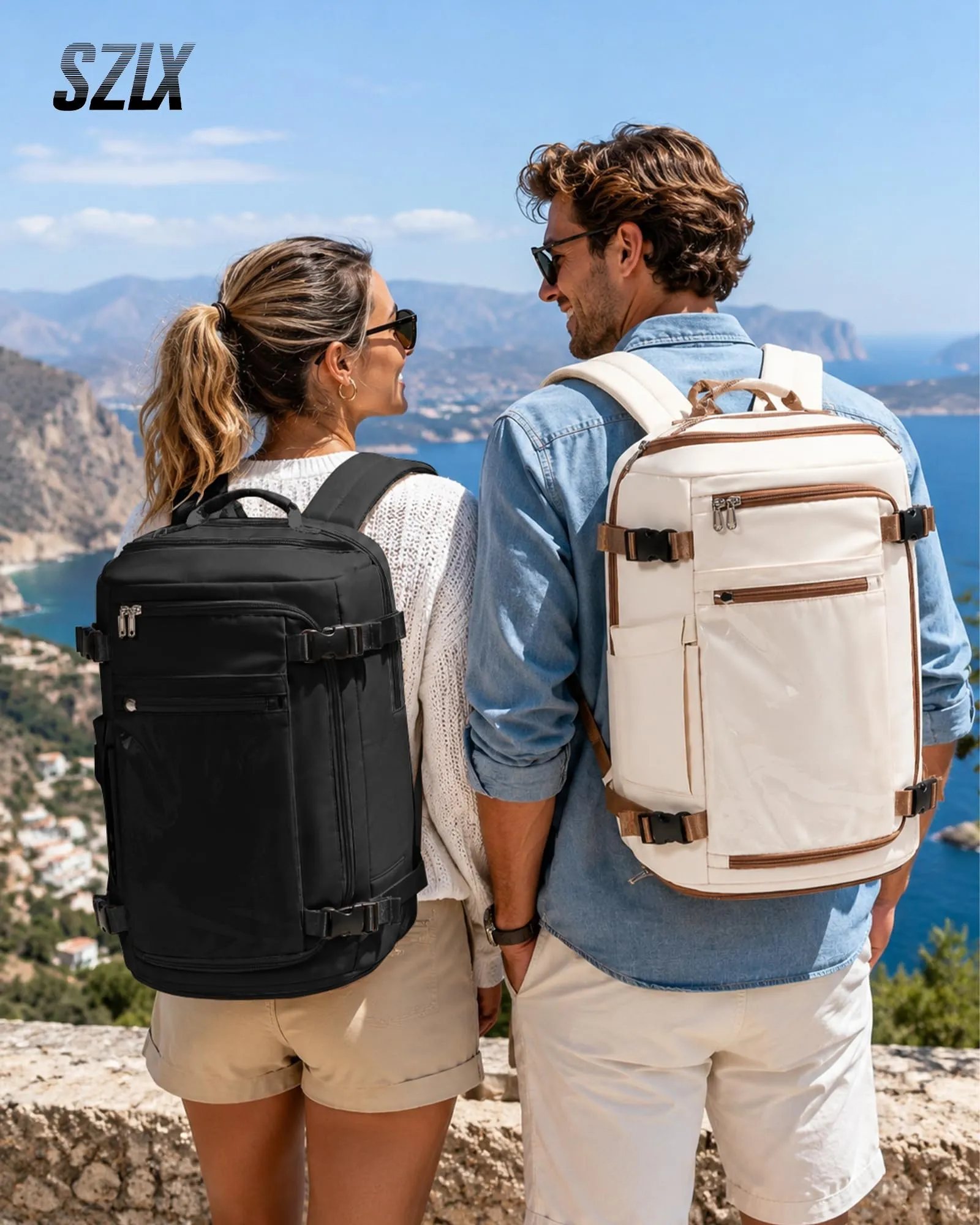 SZLX Zaino da Viaggio 40x30x20 Bagaglio a Mano Ryanair Wizzair Easyjet per Laptop 14 Pollici Impermeabile - immagine 2