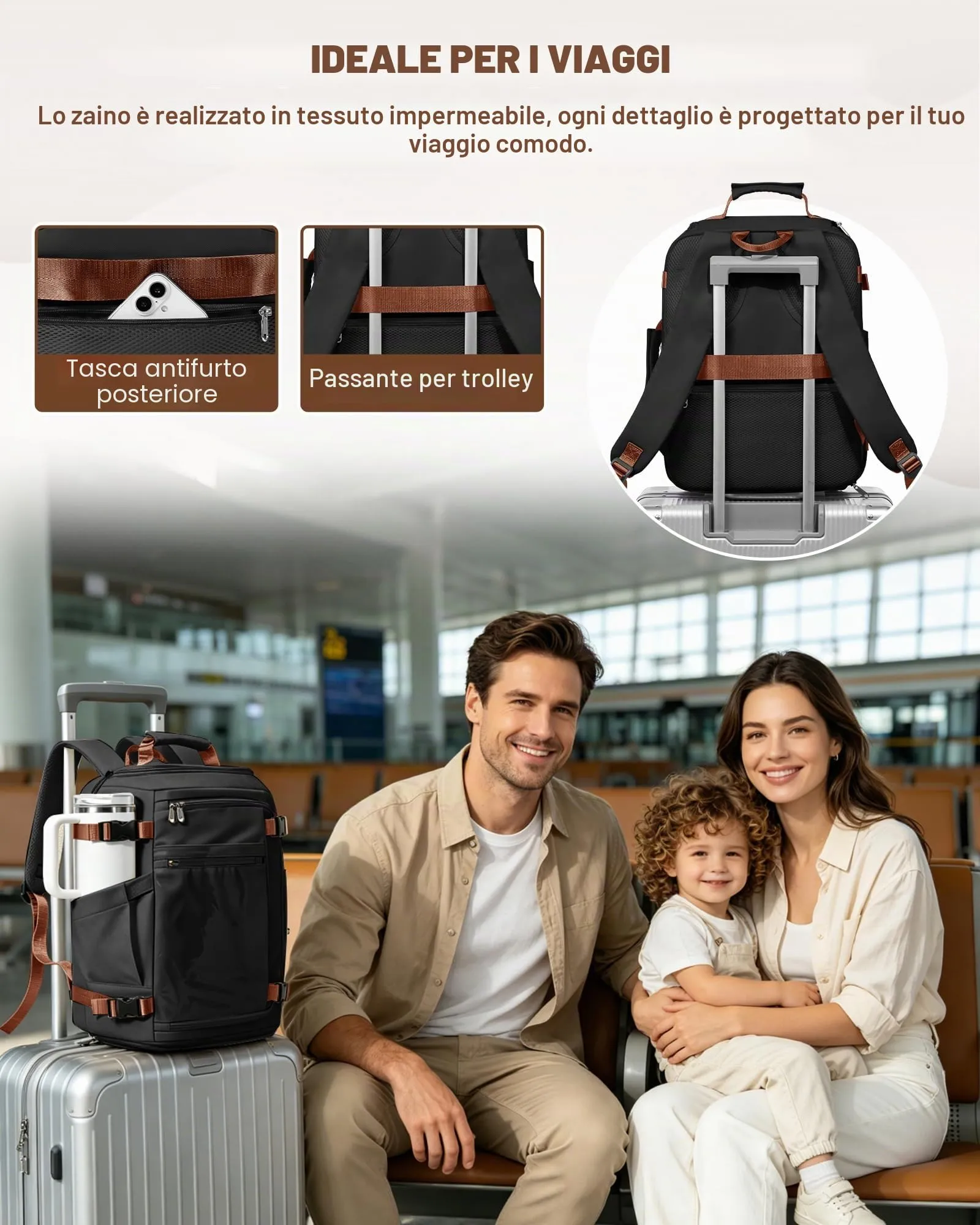 SZLX Zaino da Viaggio 40x30x20 per Ryanair, Wizzair ed Easyjet, Impermeabile con Scomparto Laptop 14 Pollici - immagine 8