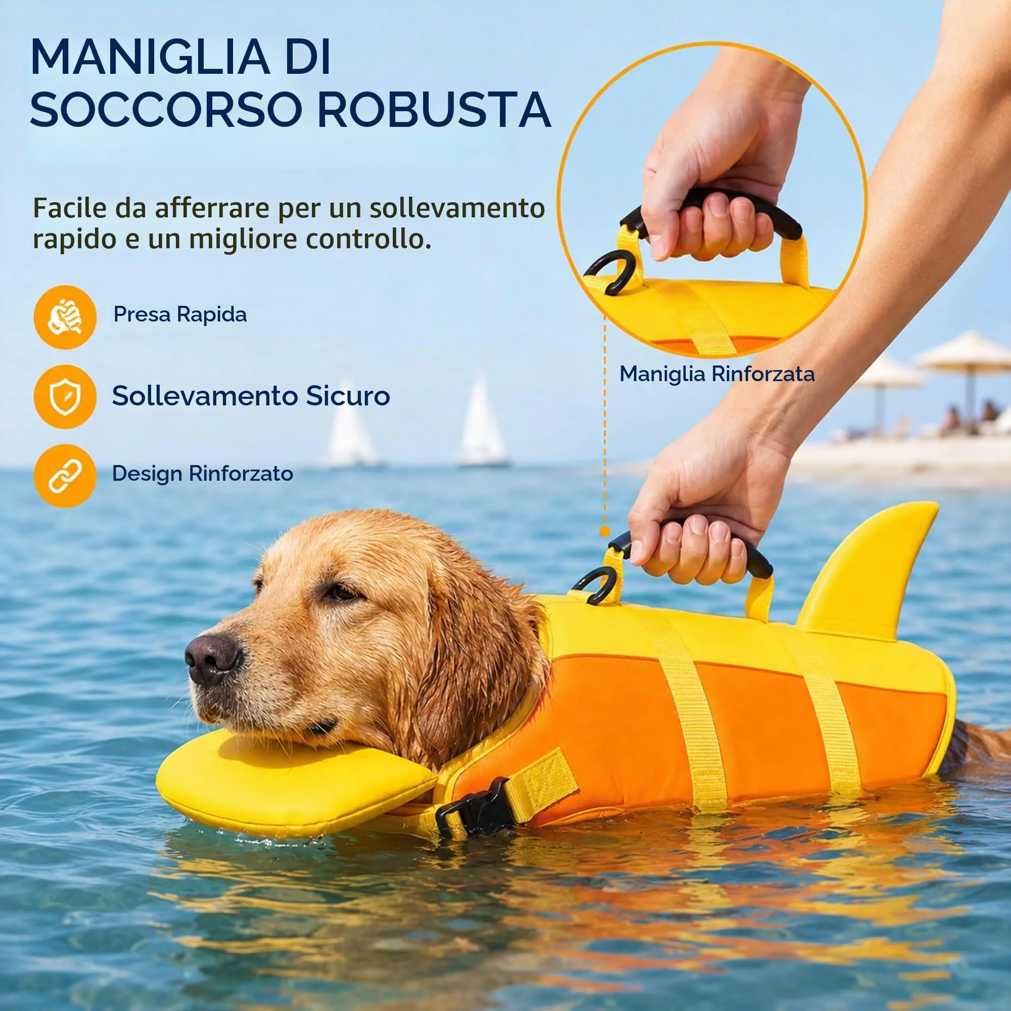 Zunea Giubbotto di Salvataggio a Forma di Squalo per Cani di Taglia Piccola e Media - immagine 2