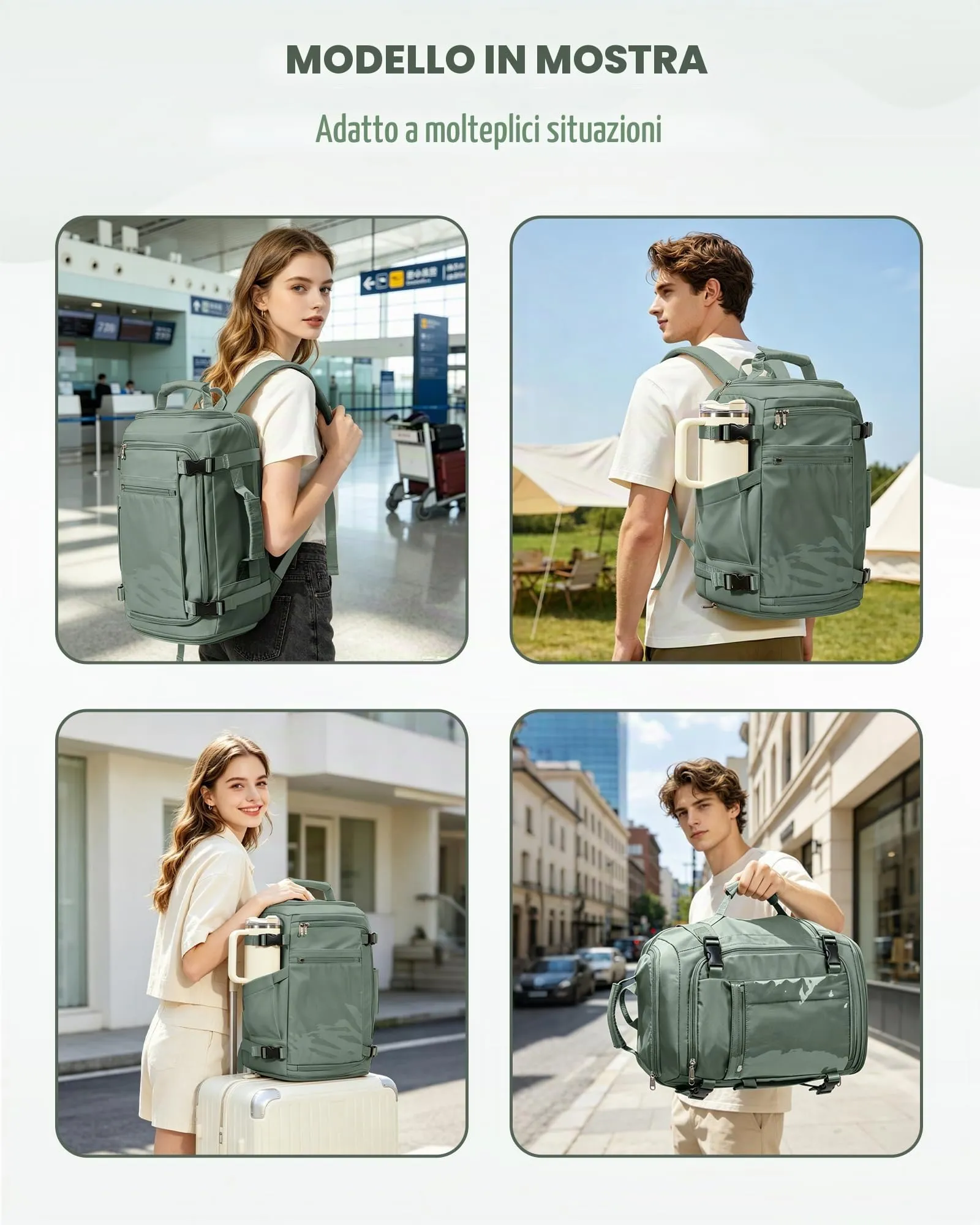 SZLX Zaino da Viaggio 40x30x20 per Ryanair Wizzair Easyjet, Bagaglio a Mano Impermeabile con Scomparto Laptop 14 Pollici - immagine 10
