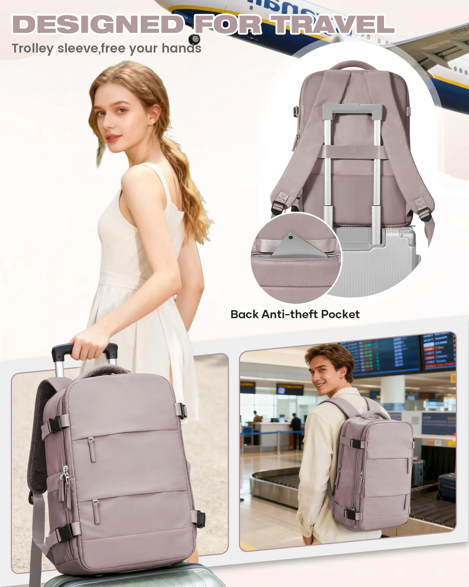 SZLX Zaino da Viaggio Sottovuoto con Pompa 40x30x20 per Ryanair, Wizzair, Easyjet, Impermeabile per Laptop 14 Pollici - immagine 10