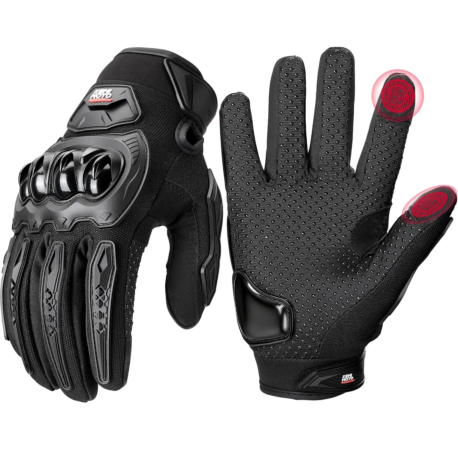KEMIMOTO Guanti Moto Estivi Touchscreen con Protezione Nocche, Nero, L+ Breit - immagine 1