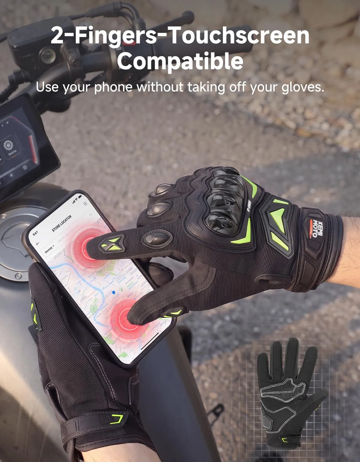 KEMIMOTO Guanti Moto Estivi Touchscreen con Paranocche Rigide, Unisex - immagine 5
