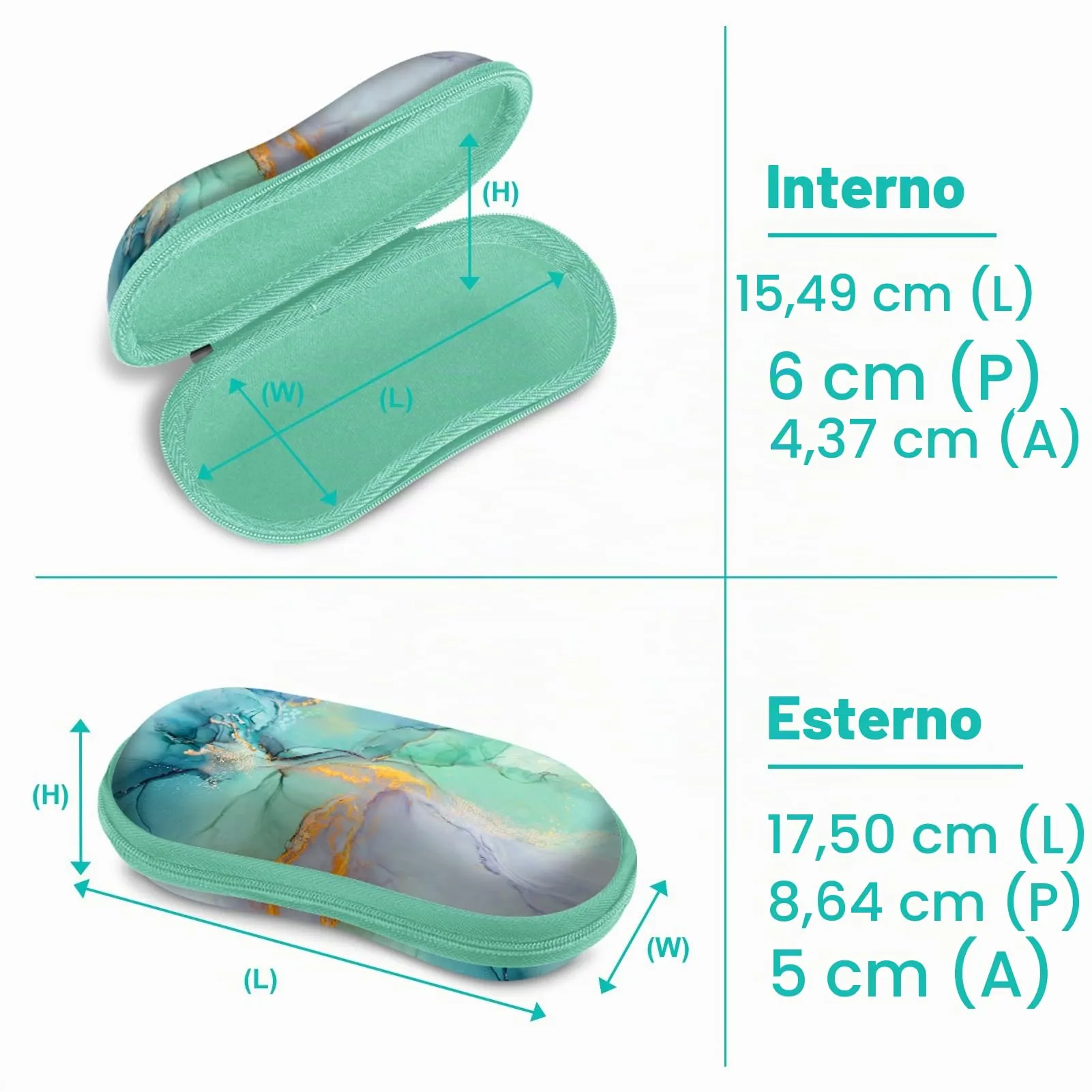 FINTIE Custodia Rigida per Occhiali da Sole e Vista, Marmo Verde - immagine 3