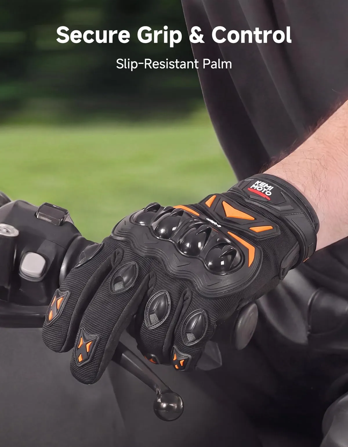 KEMIMOTO Guanti Moto Estivi Touchscreen con Paranocche Rigide, Arancione, XXL - immagine 3