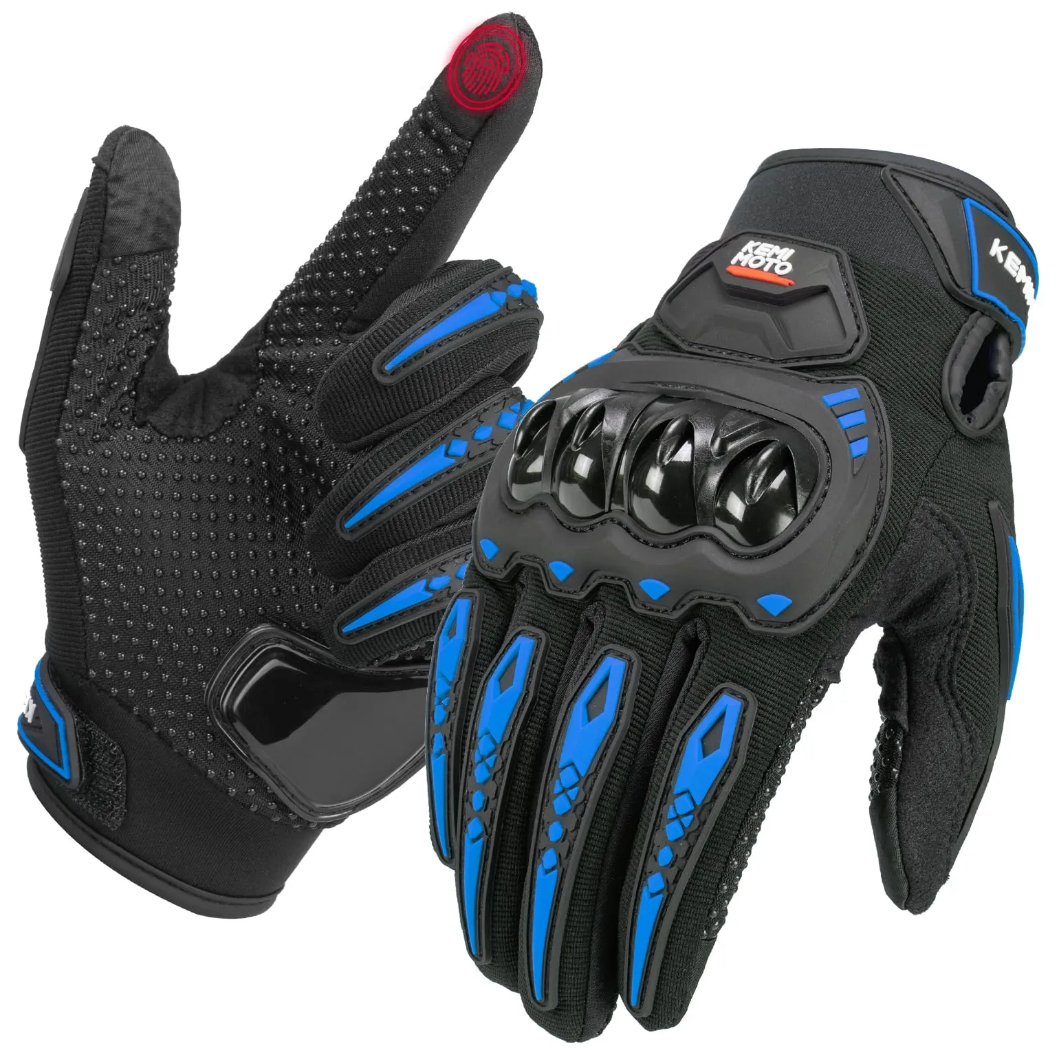 KEMIMOTO Guanti Moto Estivi Touchscreen con Protezione, Blu, XL - immagine 1