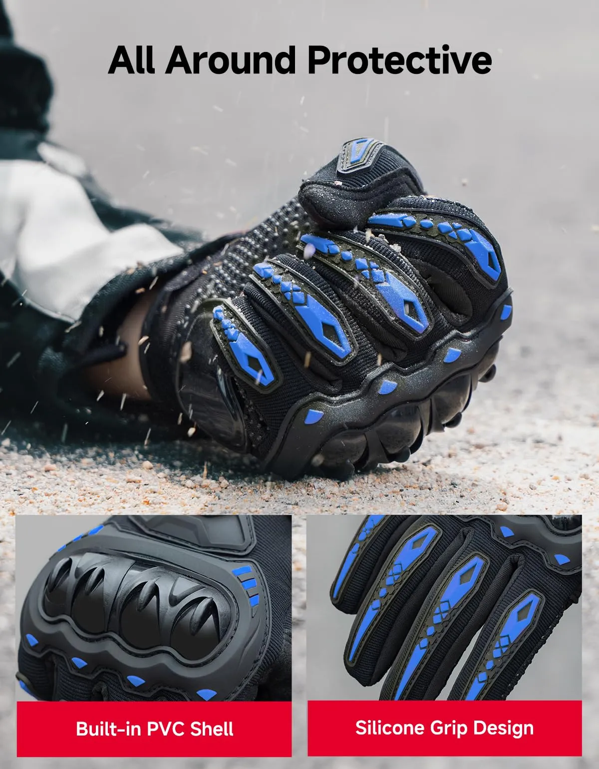 KEMIMOTO Guanti Moto Estivi Touchscreen con Protezione, Blu, XXL - immagine 4