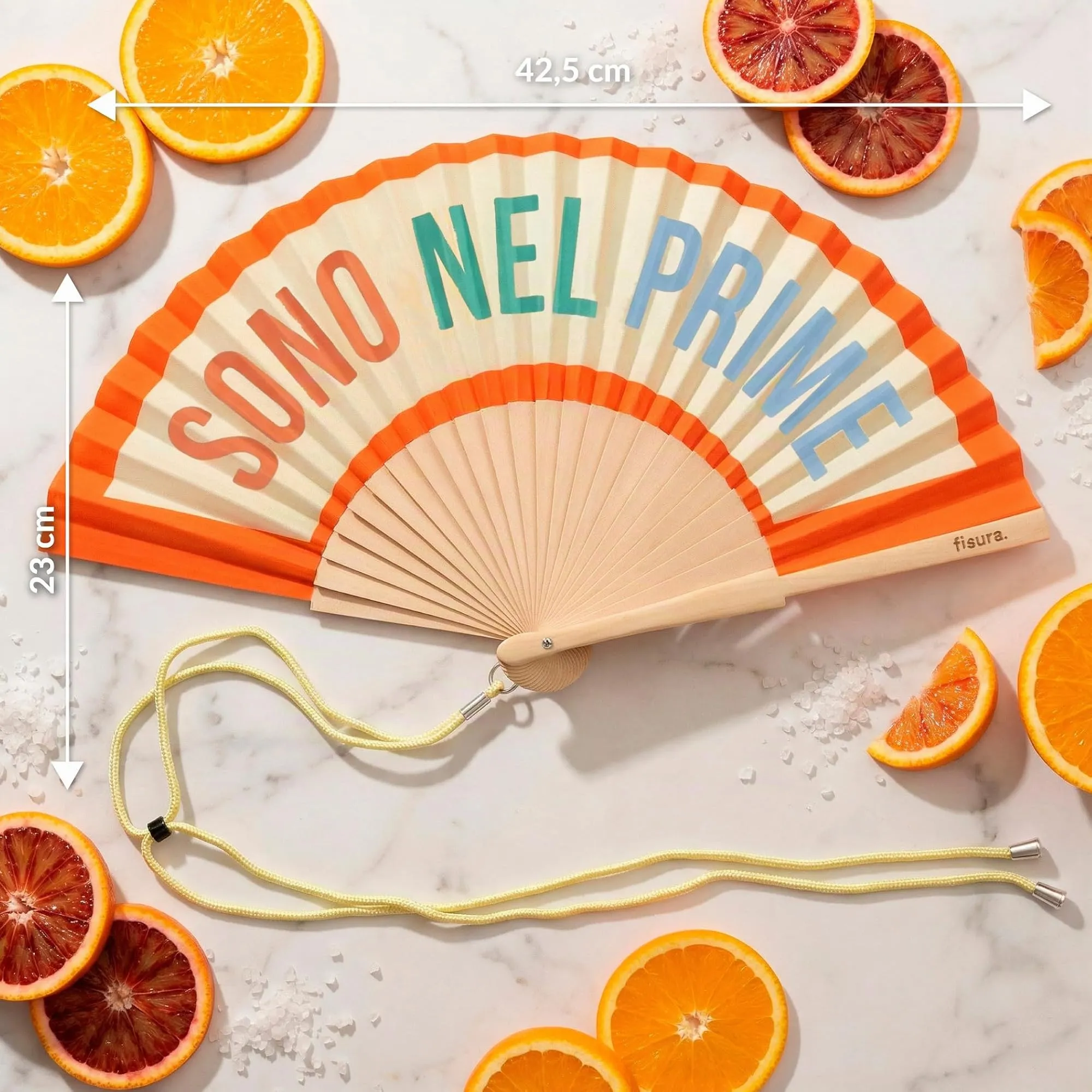 Fisura Ventaglio in legno "Sono nel Prime", Giallo, 42,5 x 23 cm - immagine 5