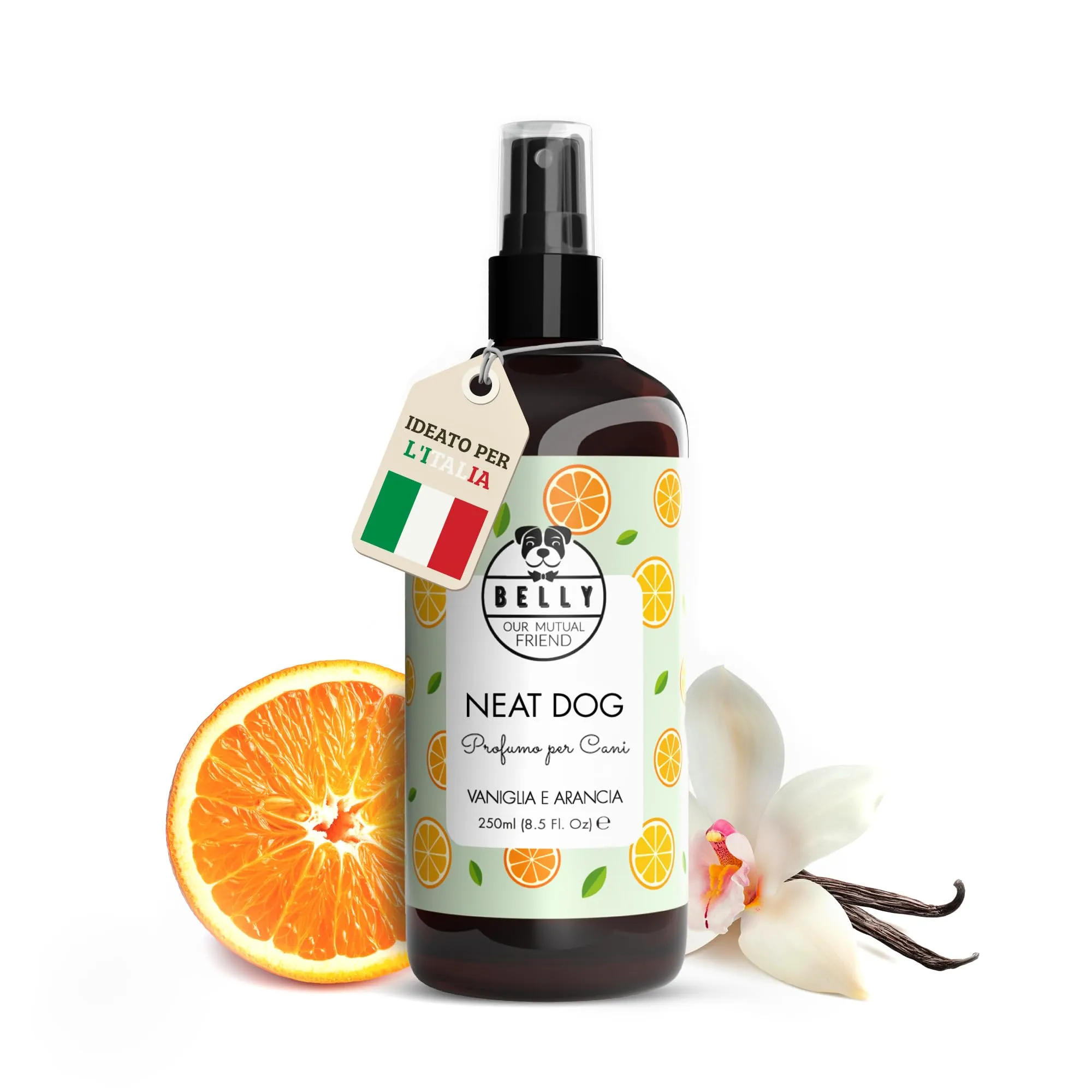 BELLY Profumo per Cani, Vaniglia e Arancia, Spray Deodorante Naturale e Vegan, 250 ml - immagine 1