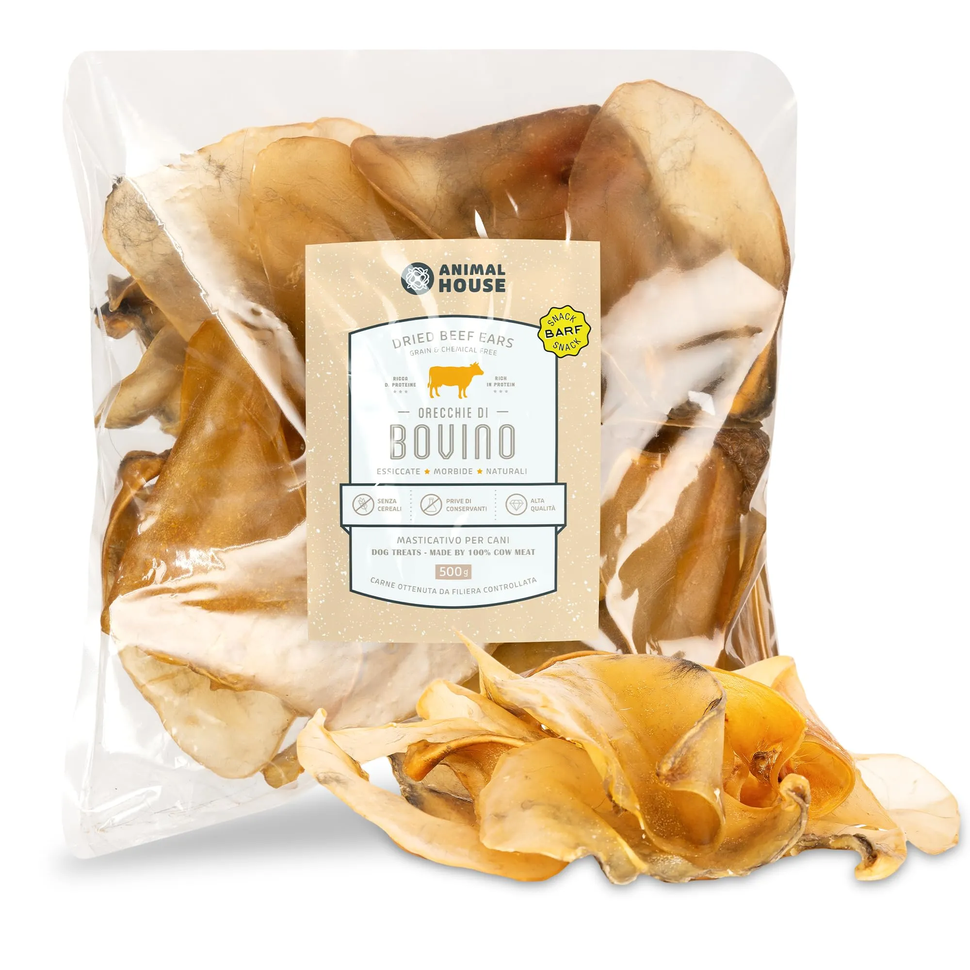 Animal House Snack Naturale BARF Orecchie Bovine, 500 g - immagine 1