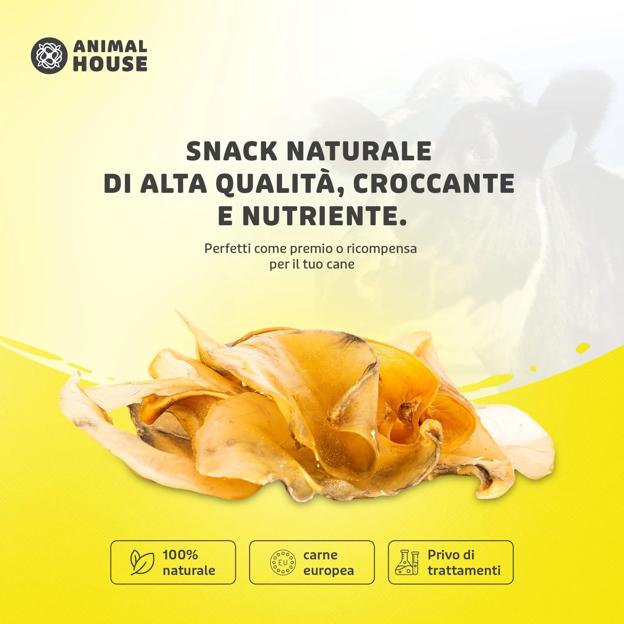 Animal House Snack Naturale BARF Orecchie Bovine, 500 g - immagine 2