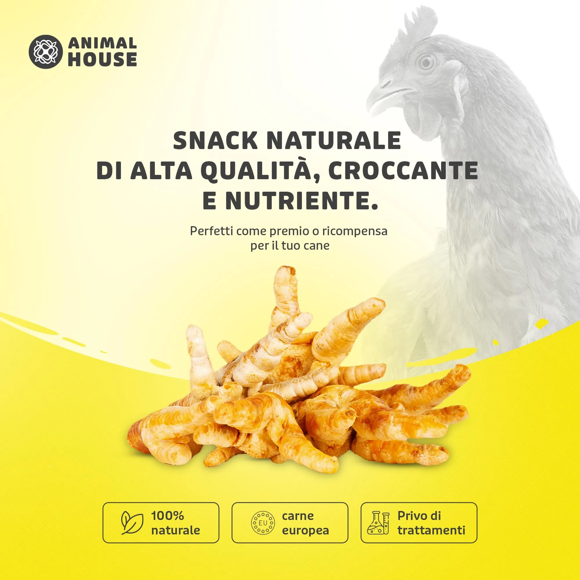 Animal House Snack Naturale per Cani BARF Zampe di Pollo, 500 g - immagine 2