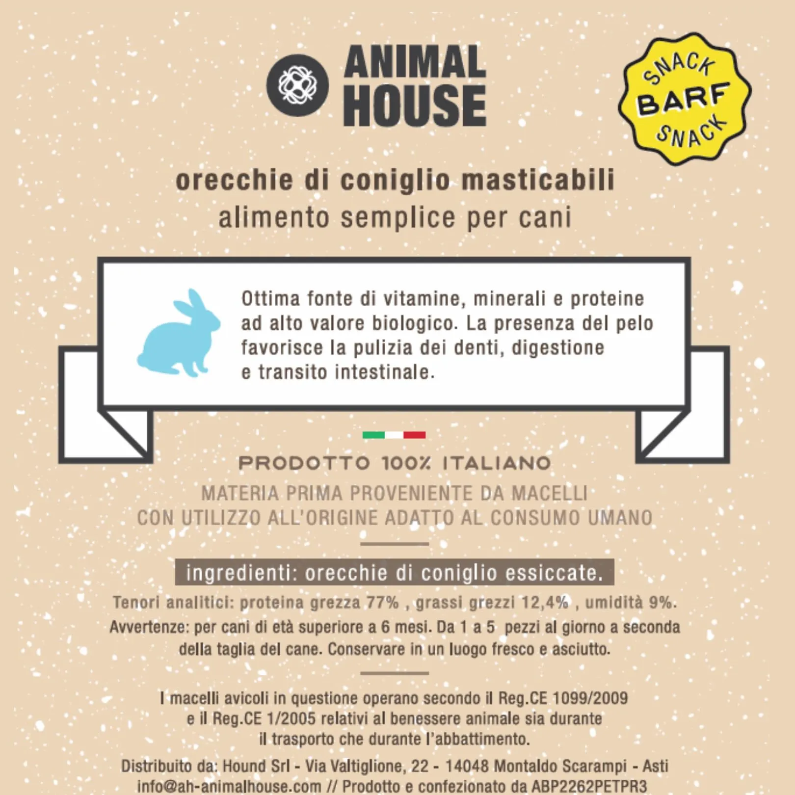 Animal House Snack Naturale per Cani, Orecchie di Coniglio con Pelo, 100 g - immagine 4
