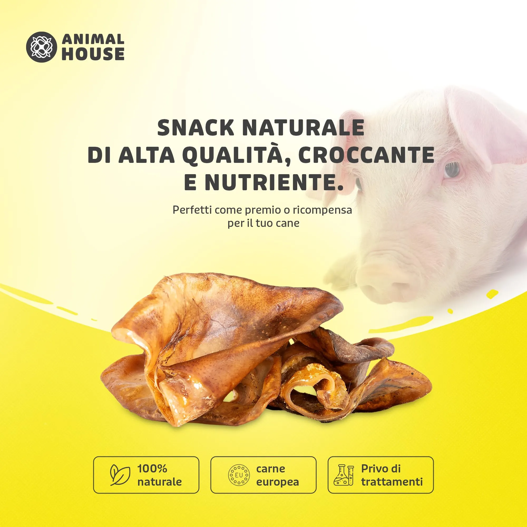 Animal House Snack Naturale per Cani BARF Orecchie Suine 500 g - immagine 2