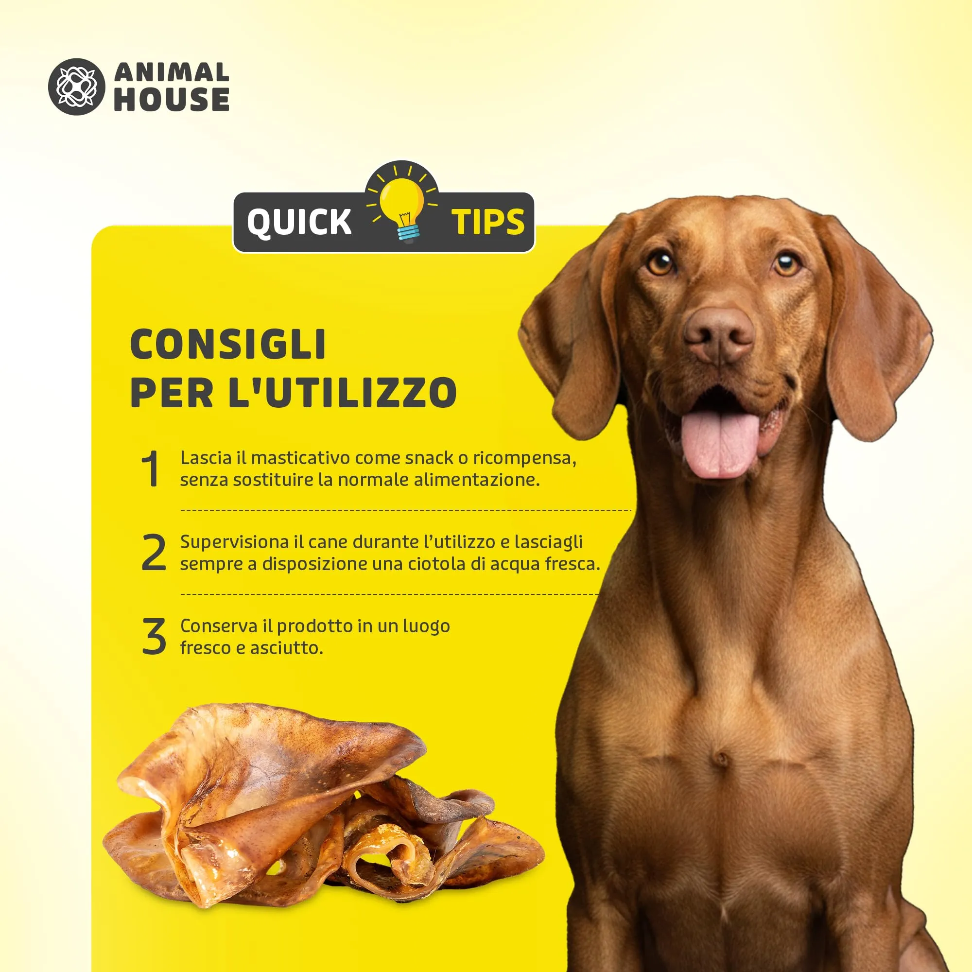 Animal House Snack Naturale per Cani BARF Orecchie Suine 500 g - immagine 4