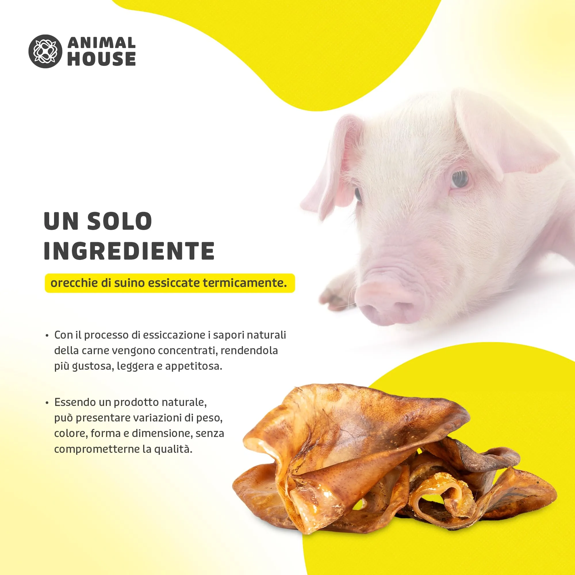 Animal House Snack Naturale per Cani BARF Orecchie Suine 500 g - immagine 6