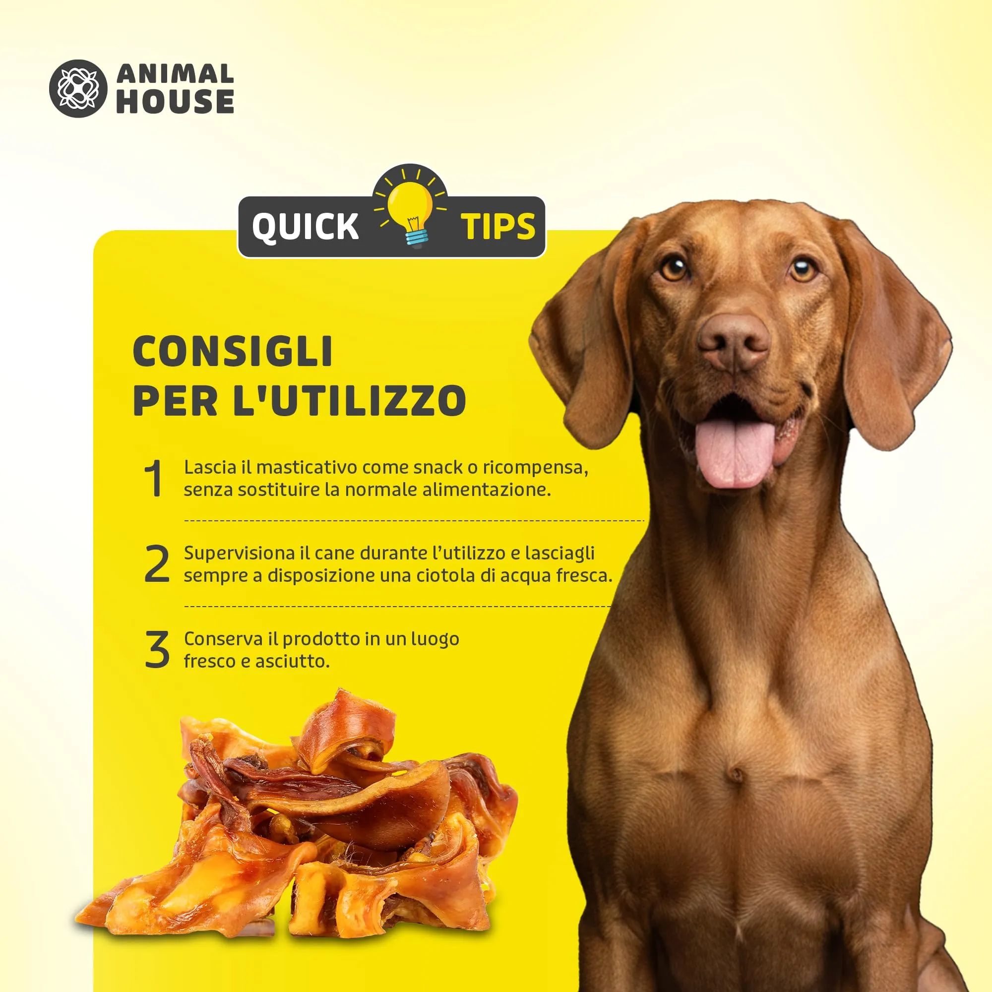 Animal House Snack Naturale per Cani BARF, Ritagli Orecchie Suine, 500 g - immagine 4