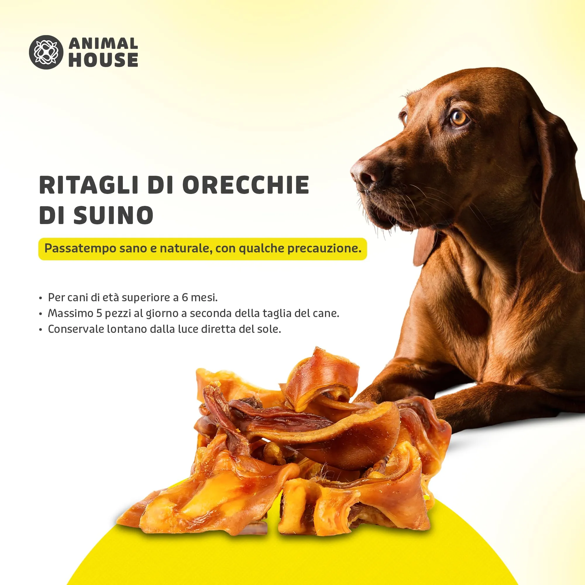 Animal House Snack Naturale per Cani BARF, Ritagli Orecchie Suine, 500 g - immagine 5