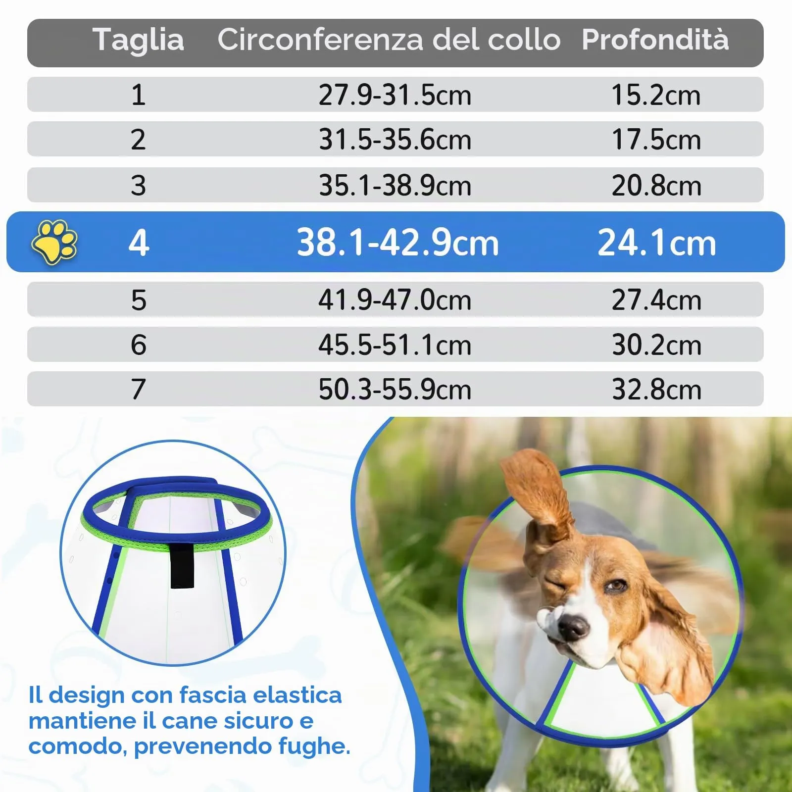 ICOYEA Collare Elisabettiano Morbido per Cani, Post-Operatorio Anti-Leccamento e Anti-Morso, Blu, Size 4 - immagine 5