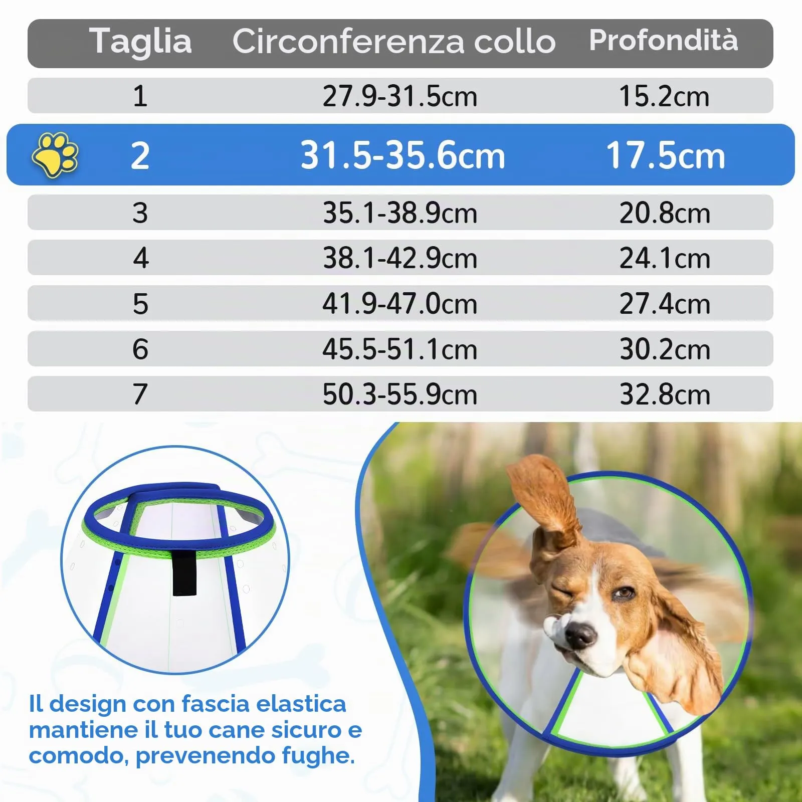 ICOYEA Collare Elisabettiano Morbido per Cani, Cono Post-Operatorio Regolabile Anti-Leccamento e Anti-Morso, Blu, Size 2 - immagine 5